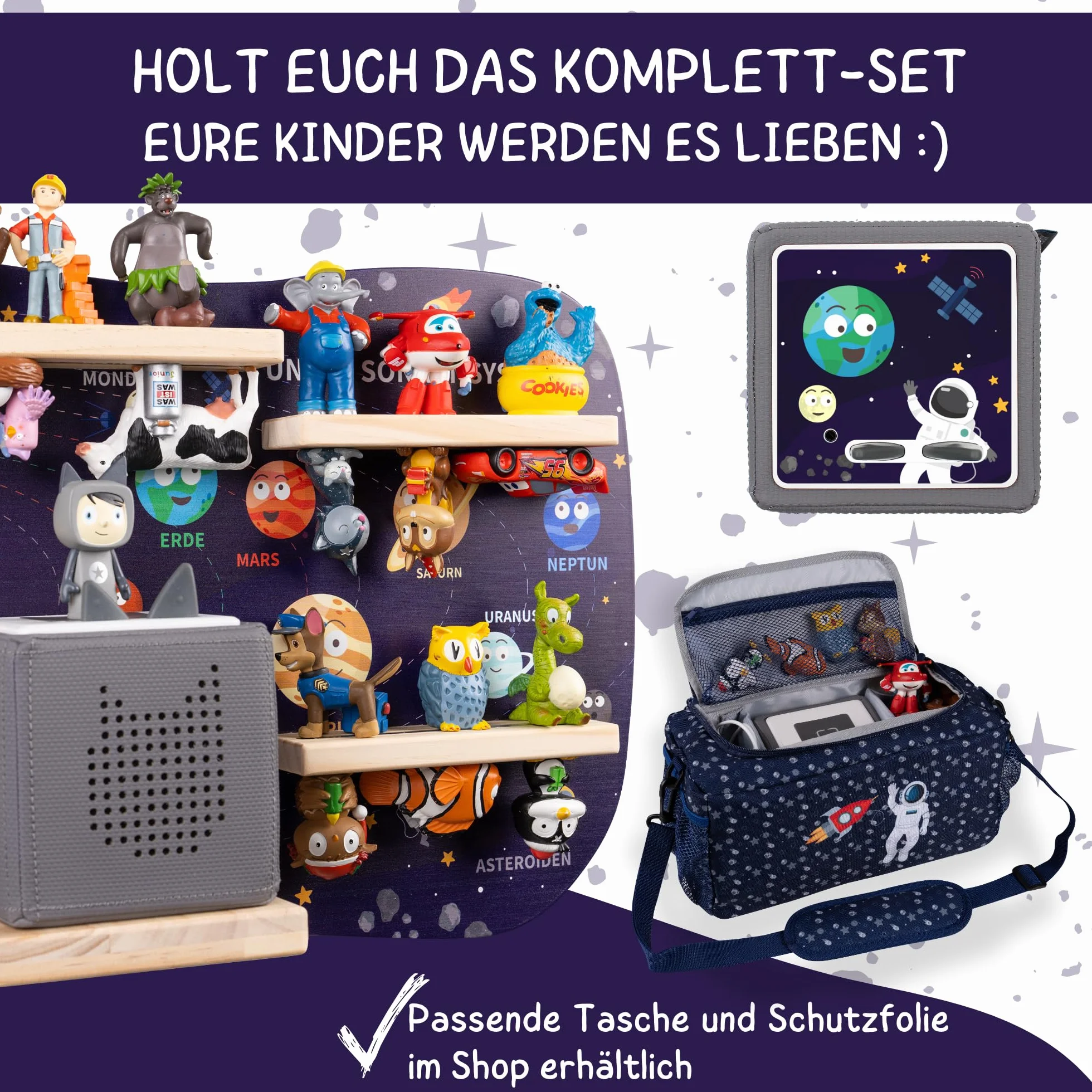 Bunnyboo Regał na Figurki Toniebox Astronauta na 32 Figurki
