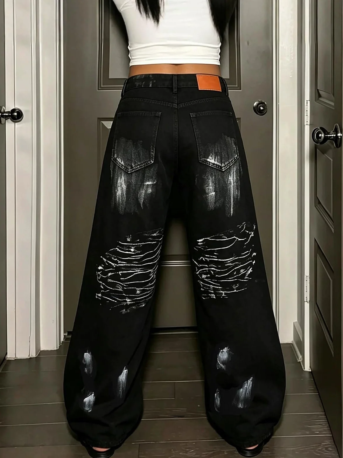 Y2k Baggy Jeans Szerokie nogawki Spodnie dżinsowe Luźne spodnie chłopięce