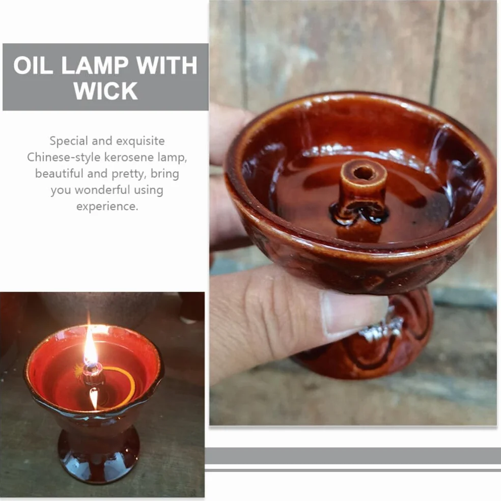 Yardwe Ceramiczna Lampa Naftowa Retro z Regulowanym Płomieniem do Wnętrz