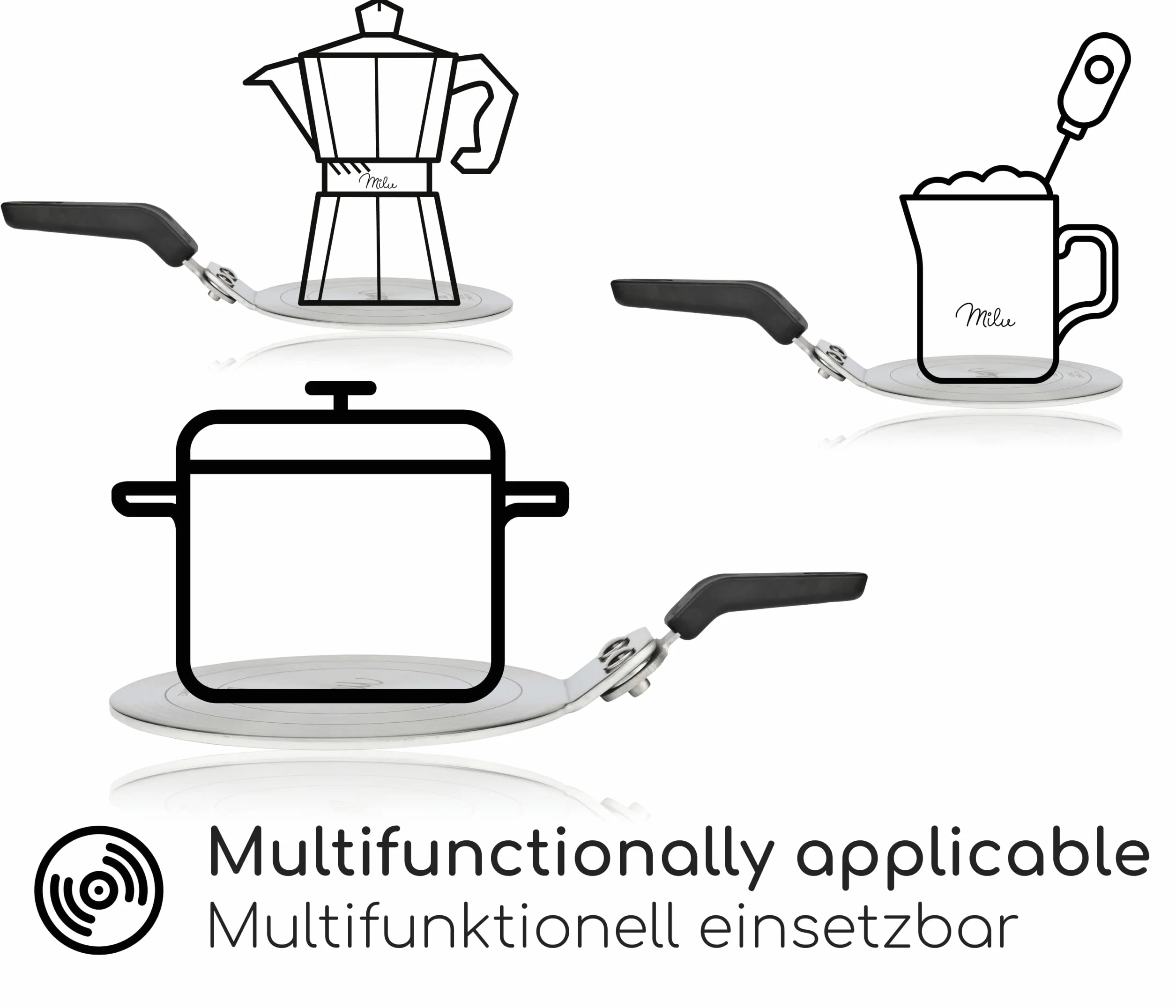 Milu Płyta indukcyjna stali nierdzewnej 13cm Adapter indukcyjny do kawiarki dyfuzora
