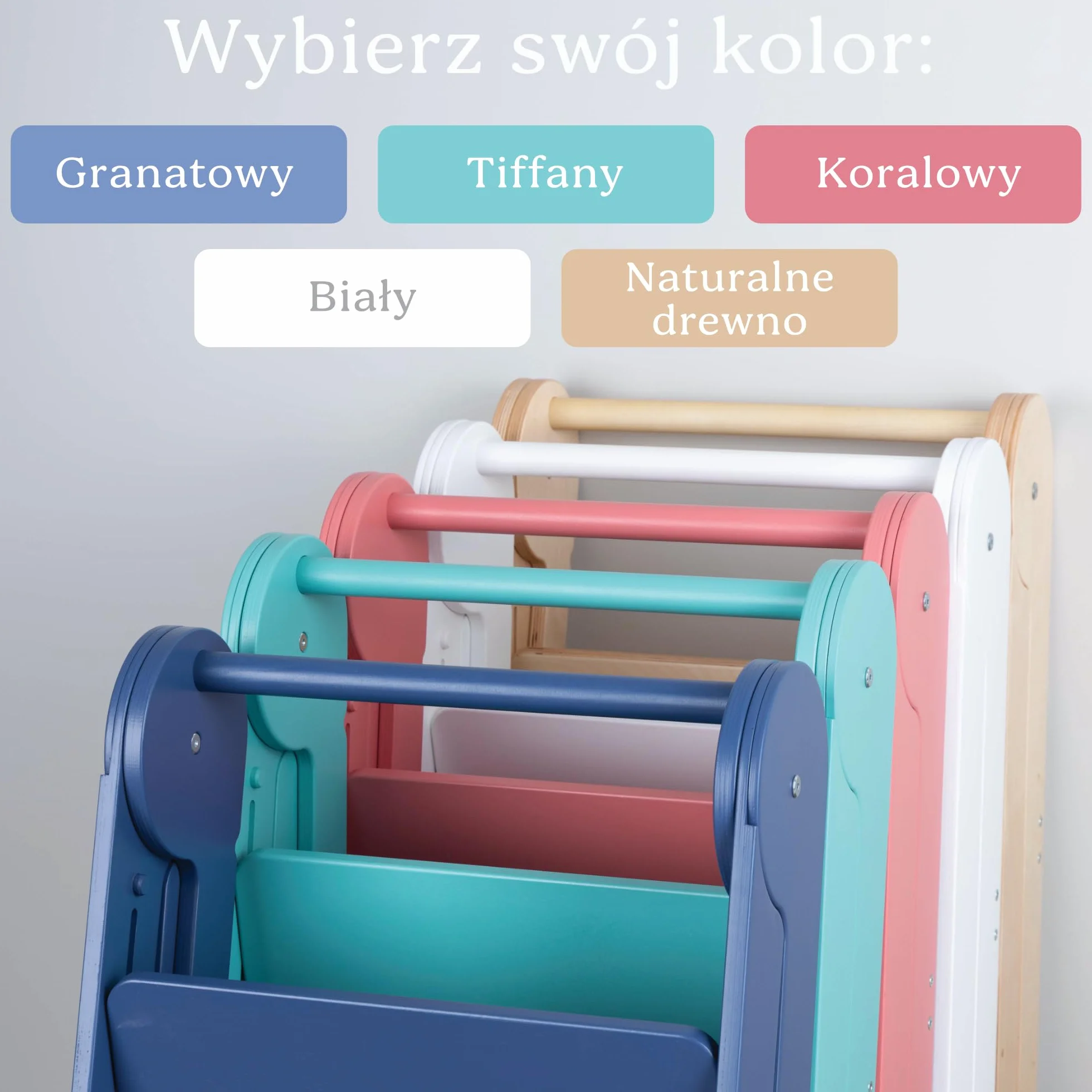 TOYBOX Wieża Edukacyjna Montessori Składany Pomocnik Kuchenny z Poręczą Naturalne Drewno
