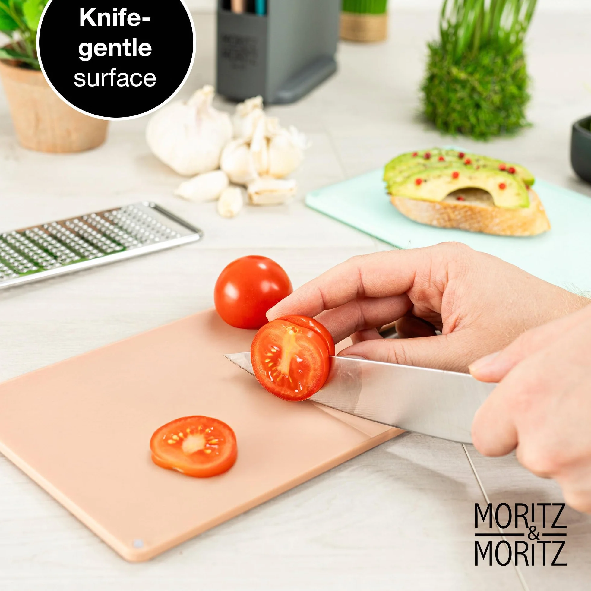 Moritz & Moritz Plastikowy zestaw desek do krojenia 4 sztuki 20,5 x 14,5 cm antypoślizgowe