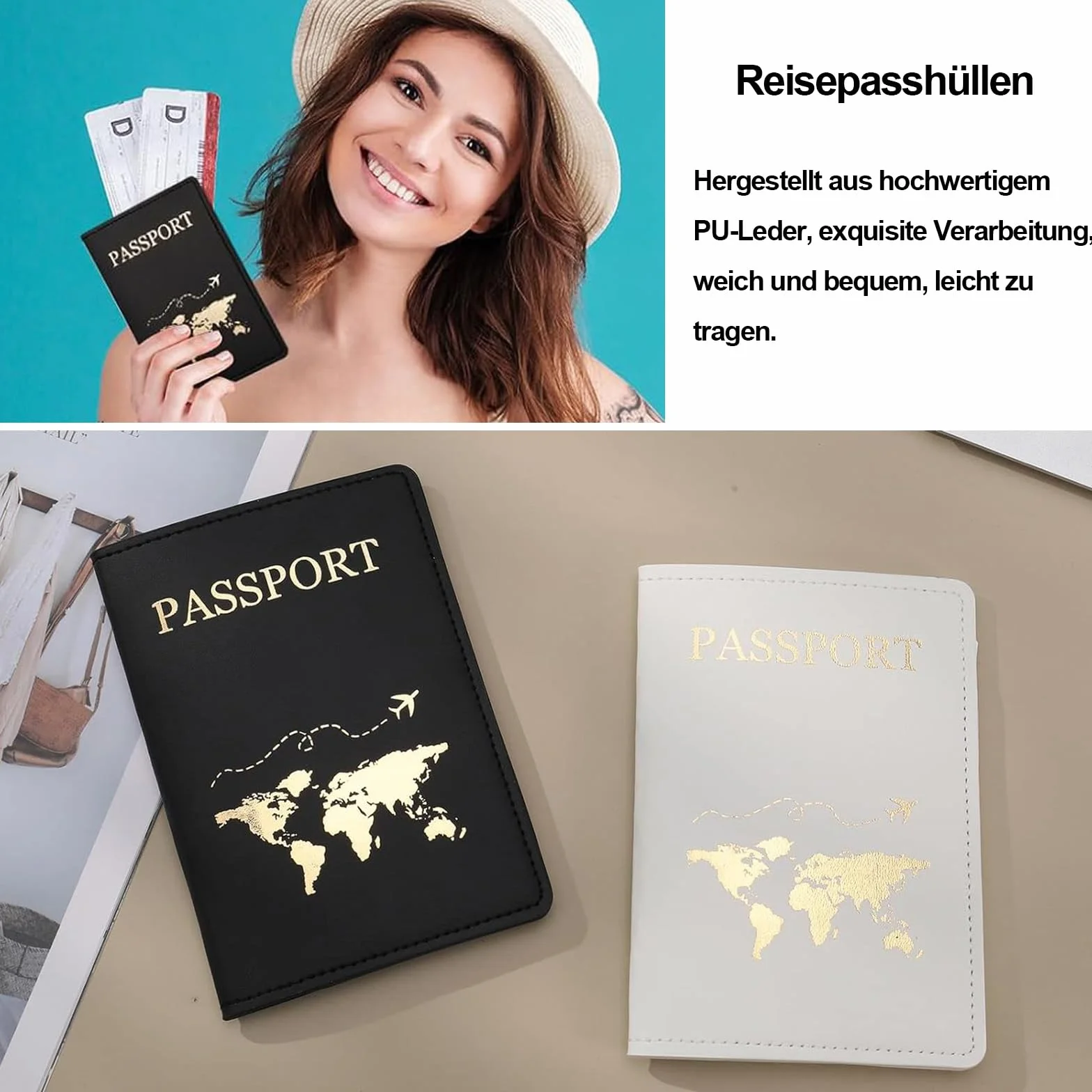Etui na paszport 2PACK skóra PU organizer czarny biały