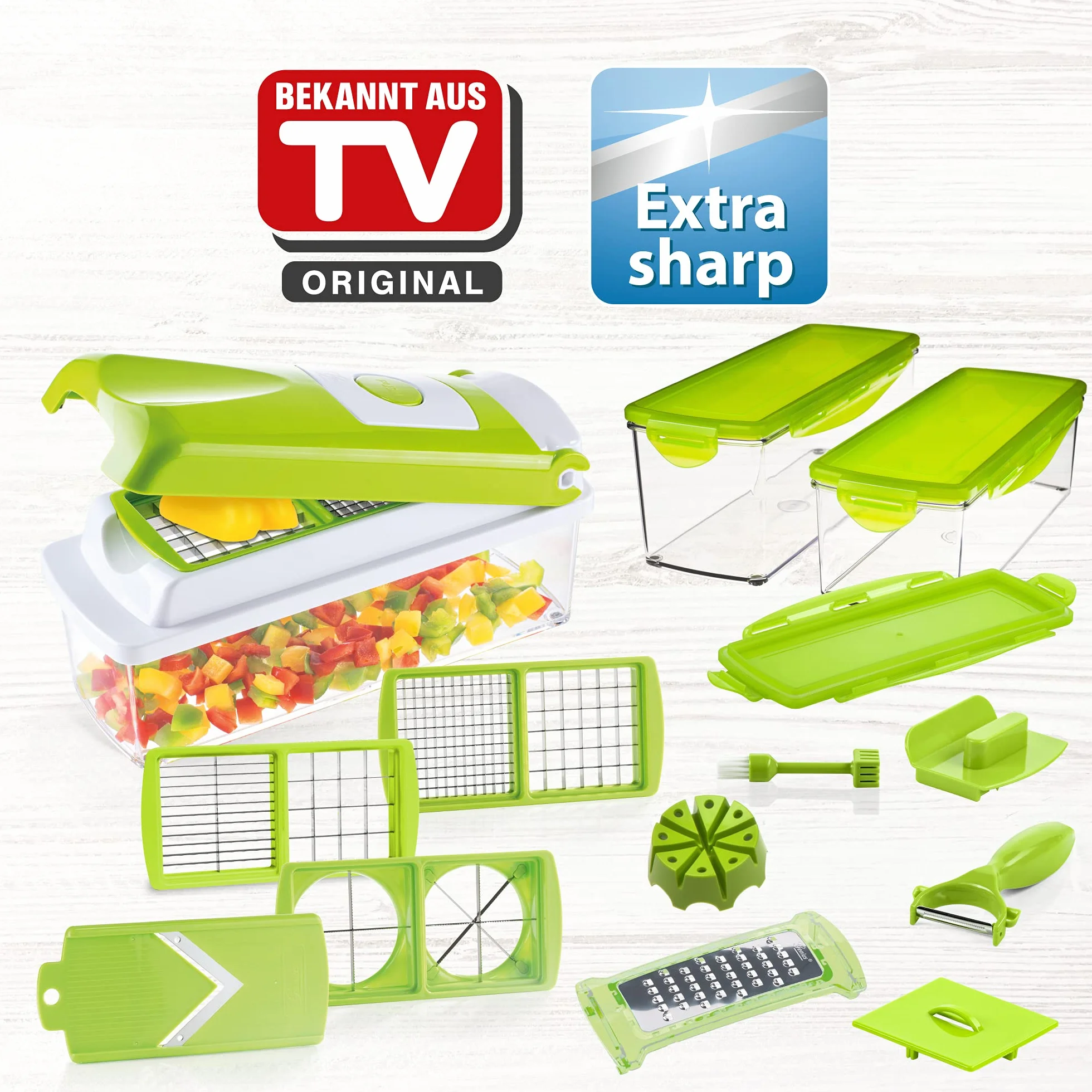 Genius Nicer Dicer Plus 18-częściowa uniwersalna krajalnica do owoców i warzyw