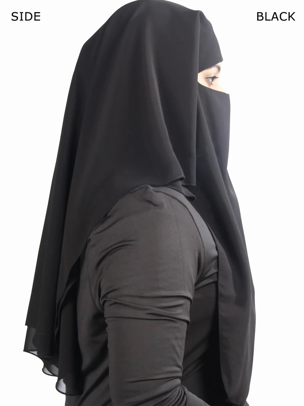 MyBatua 3-warstwowa tkanina saudi niqab w oddychającej żorżetce, cena hurtowa, 1 szt. welon na twarz NQ-003