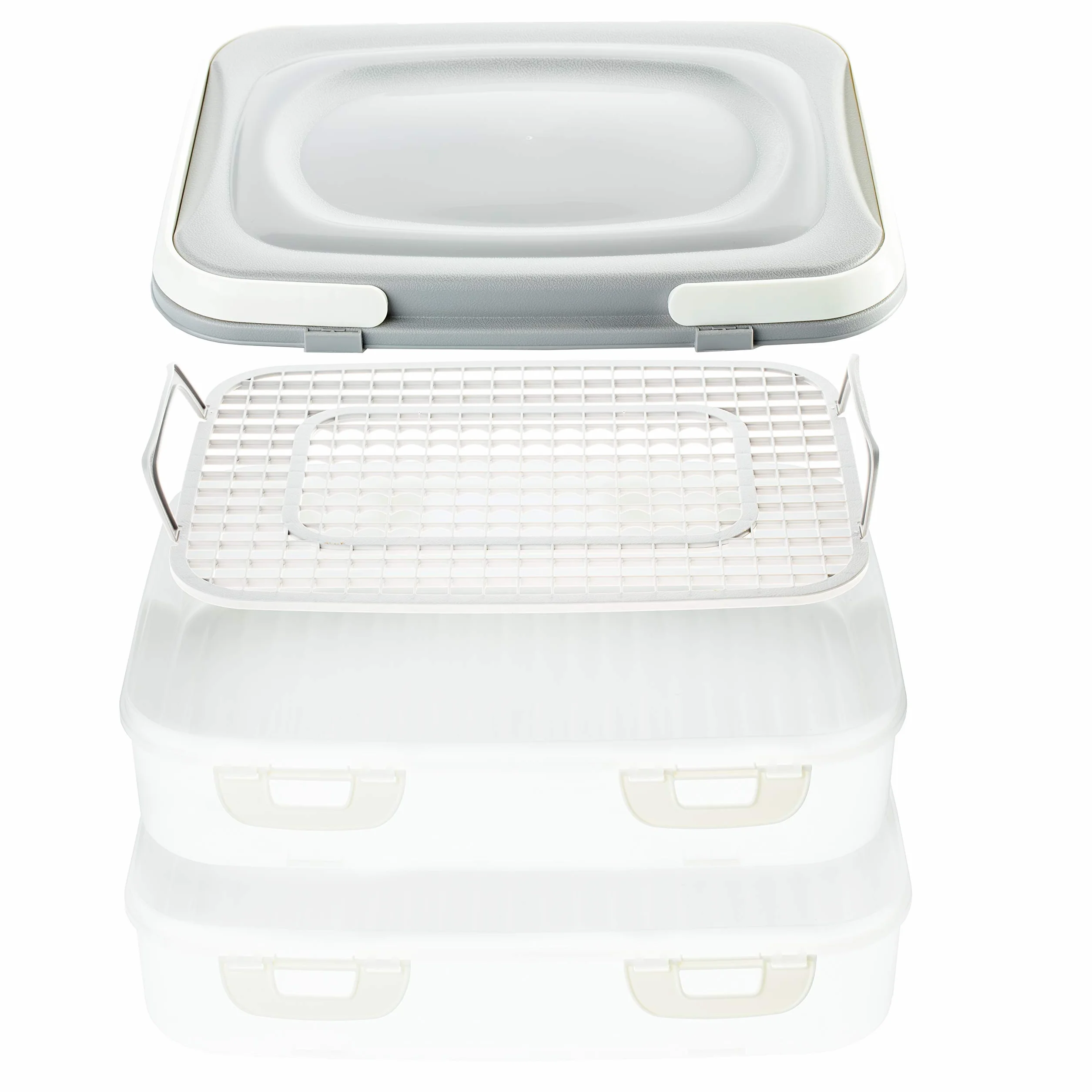 Party Container pojemnik na ciasto XL z 2 półkami składany szary