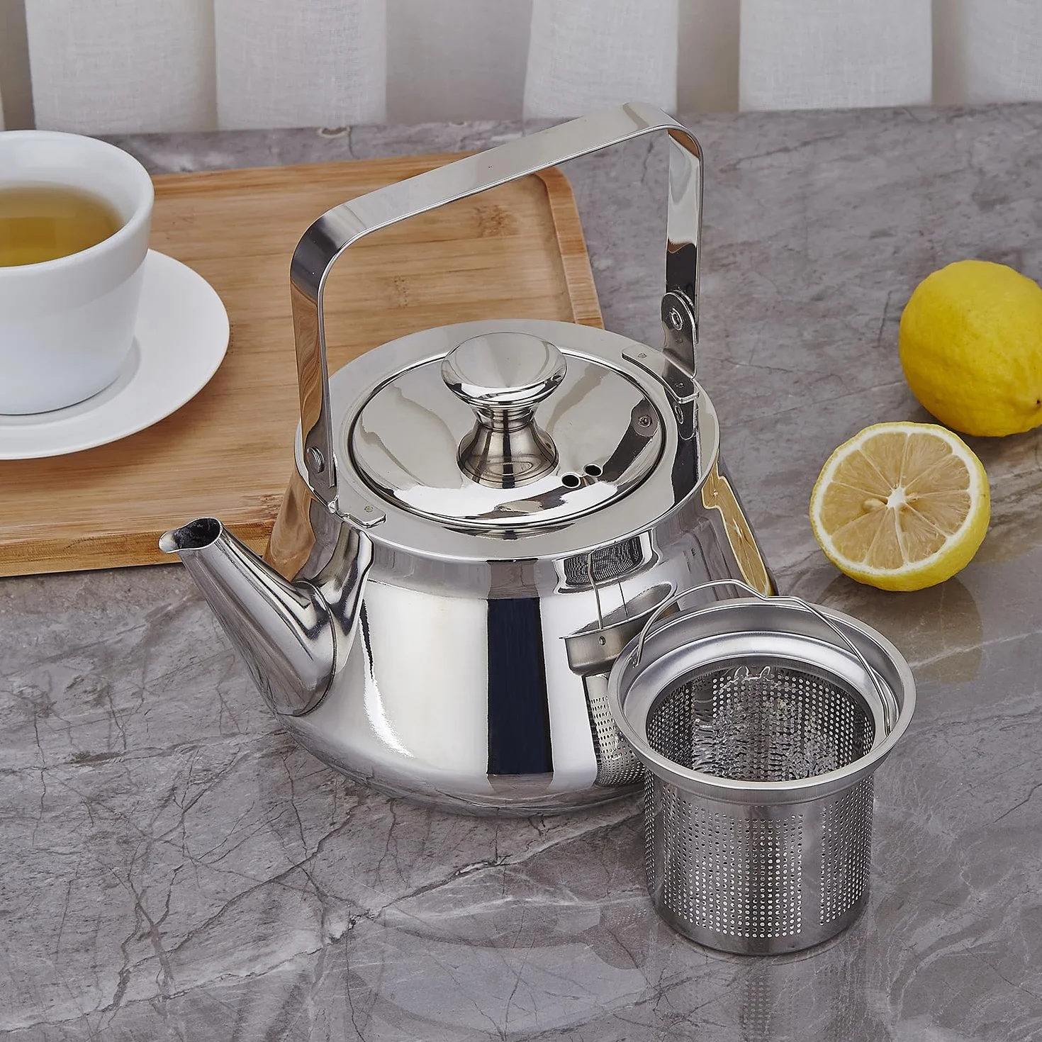SANQIAHOME Dzbanek do herbaty 1.5 L ze stali nierdzewnej