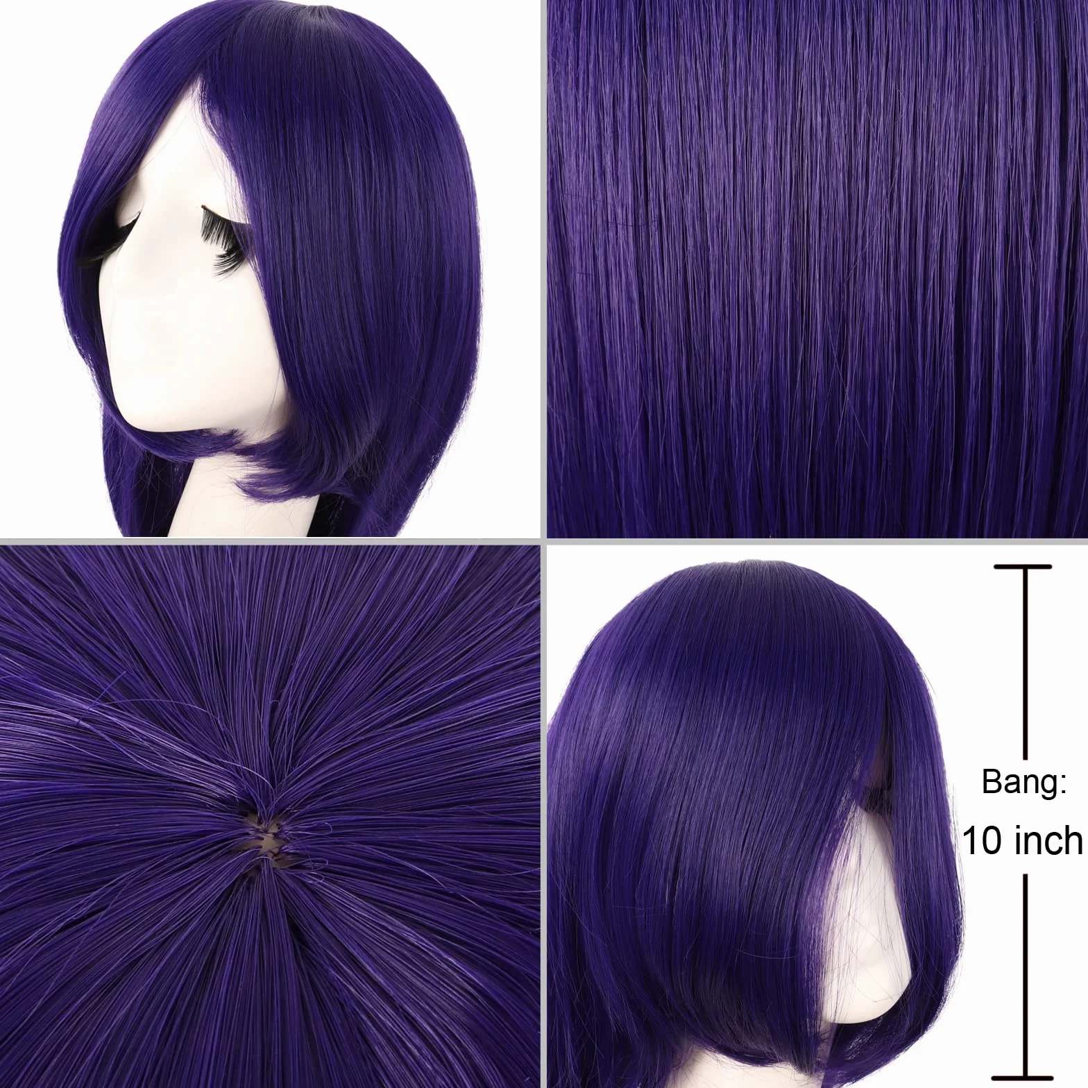 MapofBeauty 100 cm Dugo Proste Side Grzywka Wysoki-temperatura Bonnik Anime Cosplay Peruki (Ciemny Fioletowy)