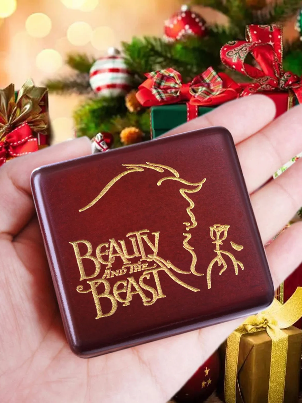 Sinzyo Beauty and The Beast Pozytywka drewniana Czerwone pudełko