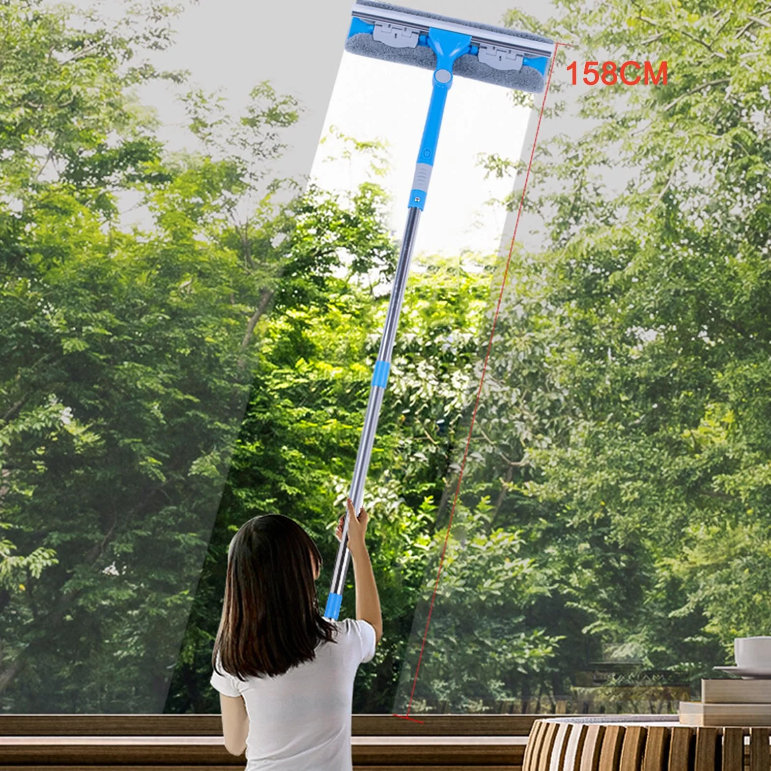 Mitclear Teleskopowa Ściereczka do Szyb 30cm Zestaw do Czyszczenia Okien z Mikrofibrą 158cm