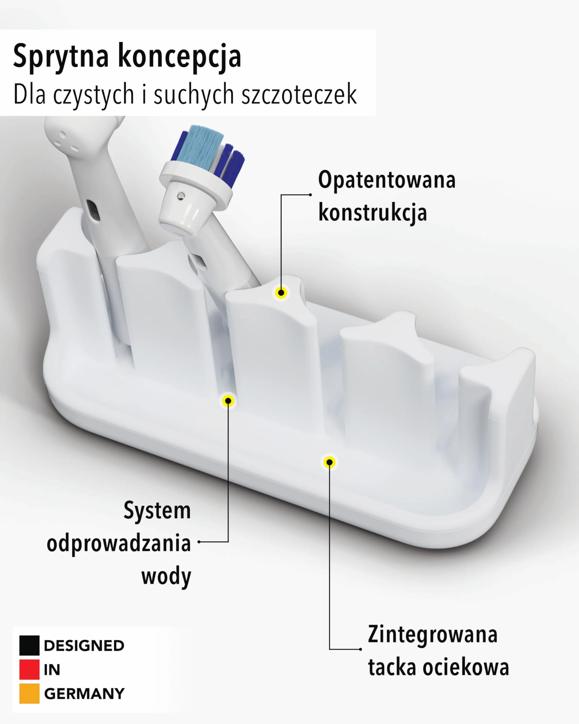 Qikfresh - Uchwyt na 4 końcówki do szczoteczek - Kompatybilny z Oral-B, iO, Philips Sonicare, Waterpik, Fairywill - Silikon spożywczy (Biały)