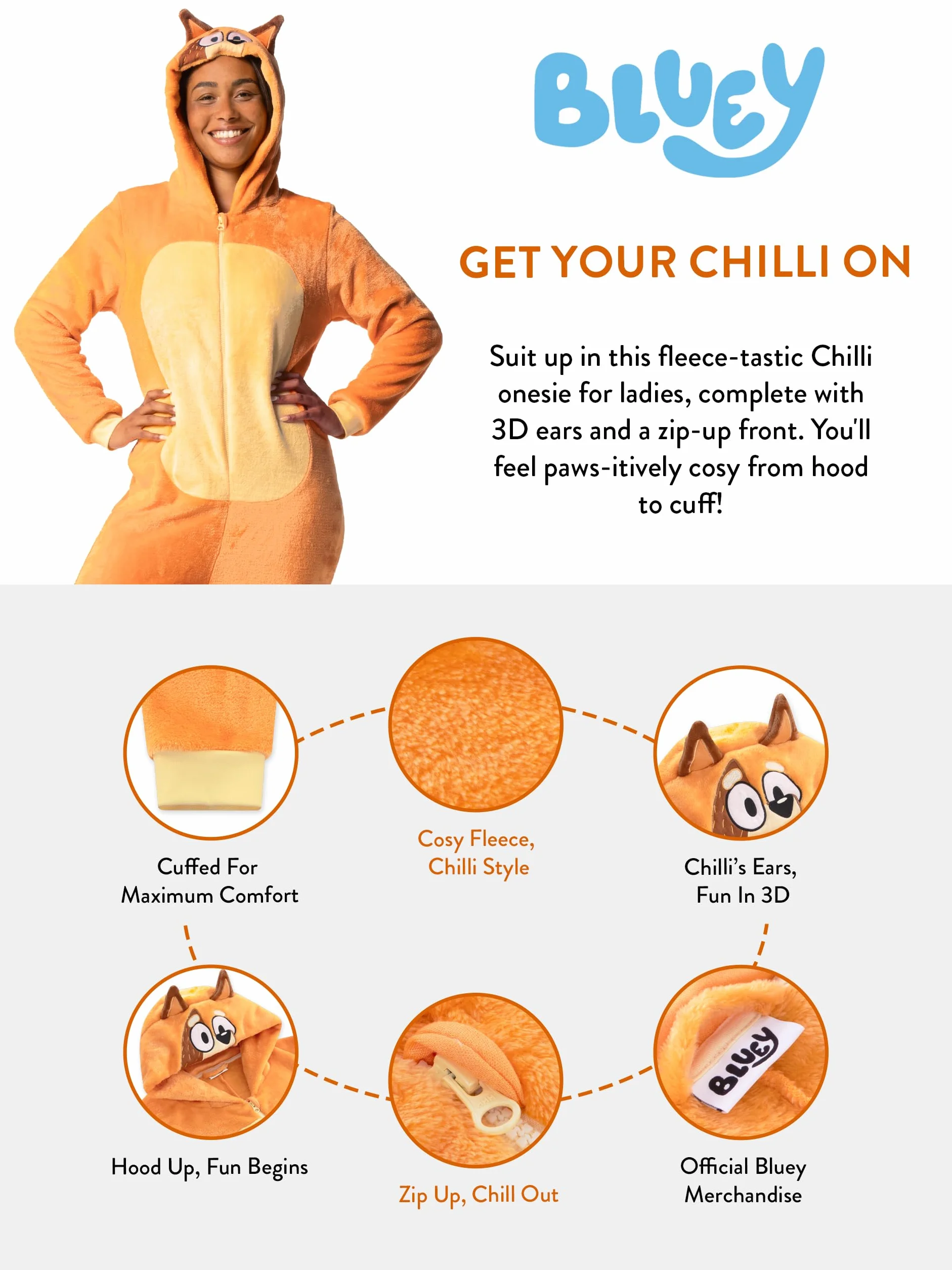 Bluey Onesie dla Kobiet | Kombinezon Chilli Dla Kobiet, Kombinezon Z Polaru