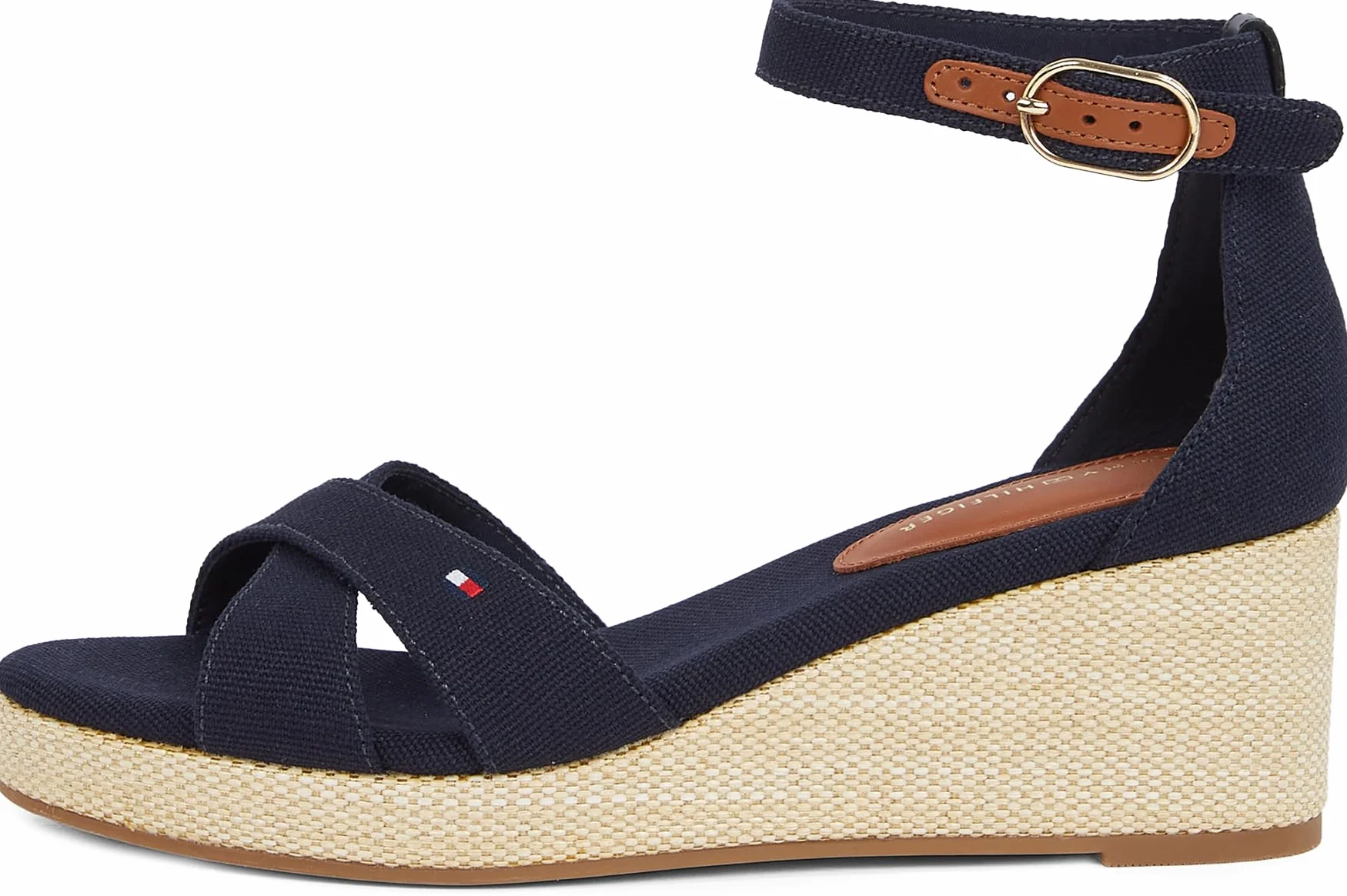 TOMMY HILFIGER Damska flaga CRISS-CROS MID WEDGE ESPAD Espadryle, niebieska (Space Blue), 36,5 UK, Niebieski kosmiczny niebieski, 40 EU