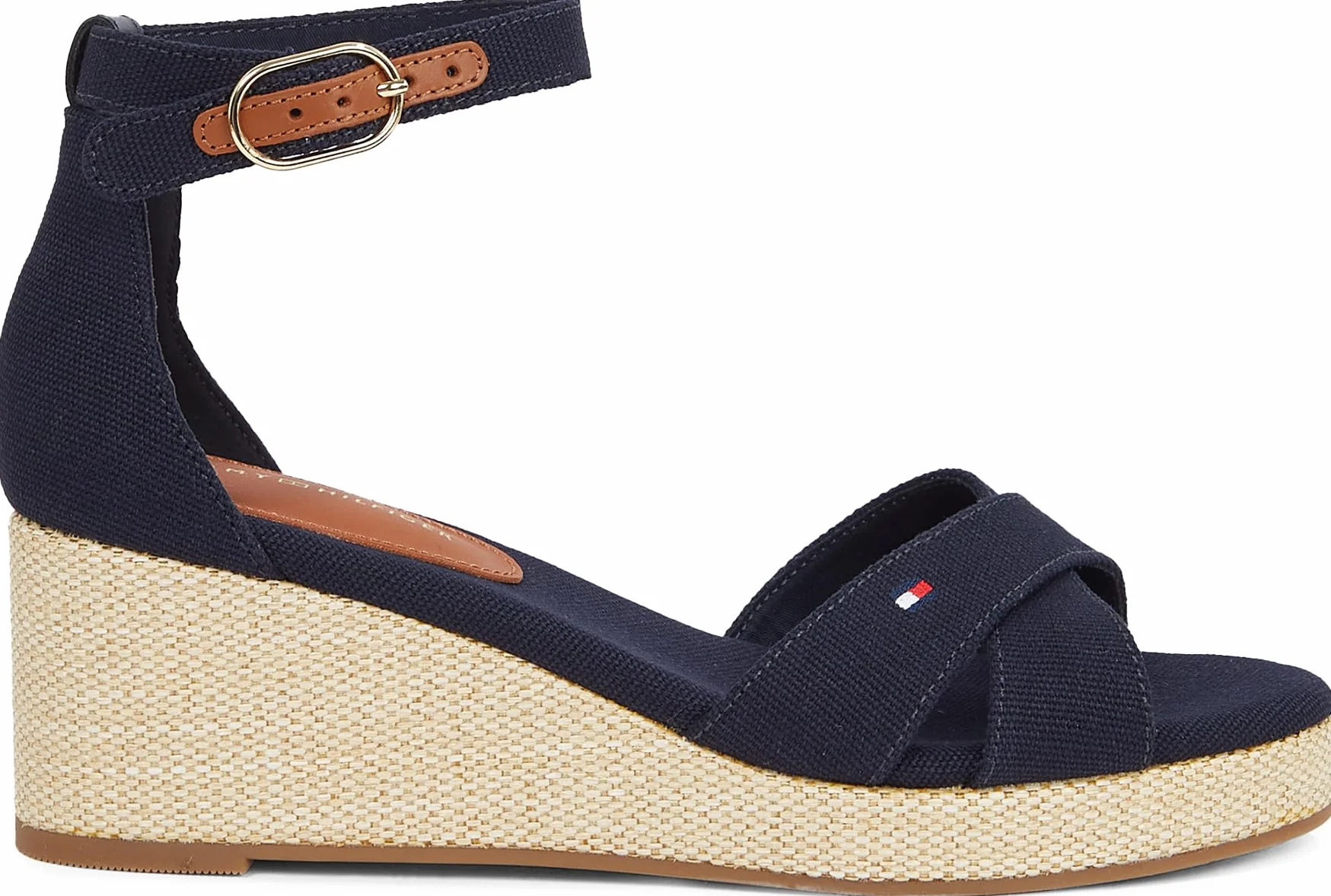 TOMMY HILFIGER Damska flaga CRISS-CROS MID WEDGE ESPAD Espadryle, niebieska (Space Blue), 36,5 UK, Niebieski kosmiczny niebieski, 40 EU