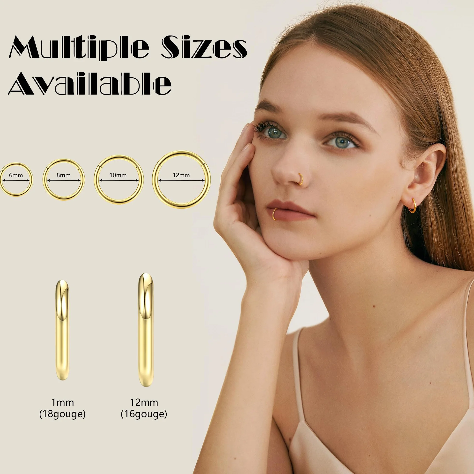 Diamday 8 szt. 16G / 18G kolczyk do nosa obręcze ze stali chirurgicznej 316L pierścień do przegrody nosowej helix tragus piercing biżuteria chrząstka wieża stokrotka kolczyki wargi pierścień na