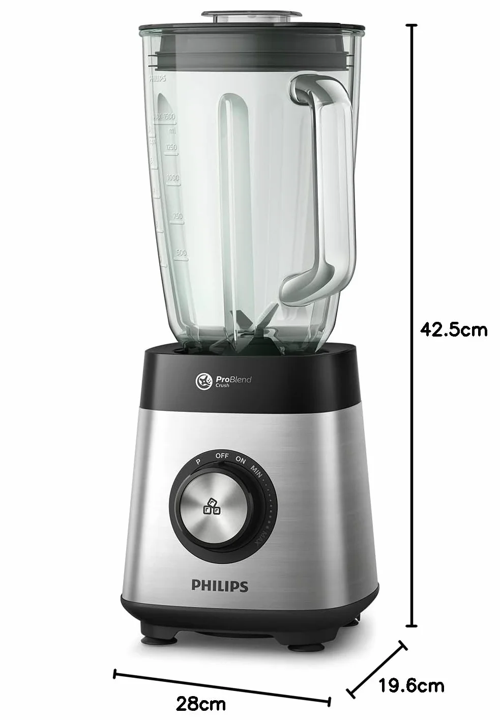 Philips Blender kielichowy 1000 W Szklany dzbanek 2 l Technologia ProBlend Crush HR3573/90