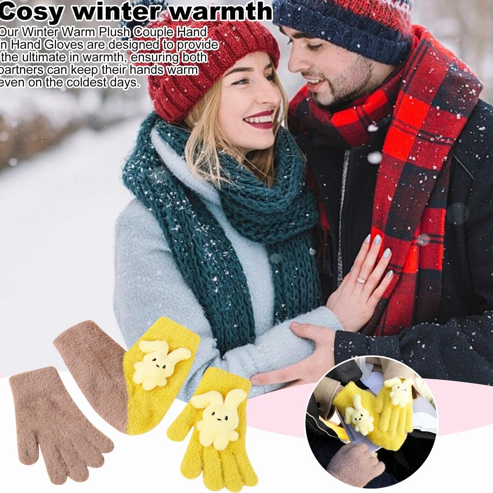 Couple Holding Hands Gloves, Love Gloves for Couples, Touchscreen Couple Gloves, Funny Couples Gloves, Romantic Winter Gloves, Cold Weather Couple Gloves, Hand-Holding Gloves
