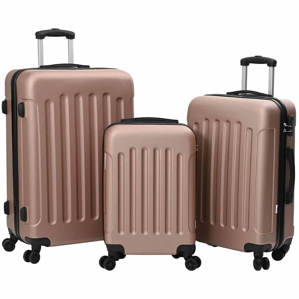vidaXL Walizka 3 pcs Różowe złoto 50 x 31 x 78 cm Plastik ABS, Towarzysz podróży, wytrzymała, prostokątna walizka, bagaż, torba na lot, organizator na weekend