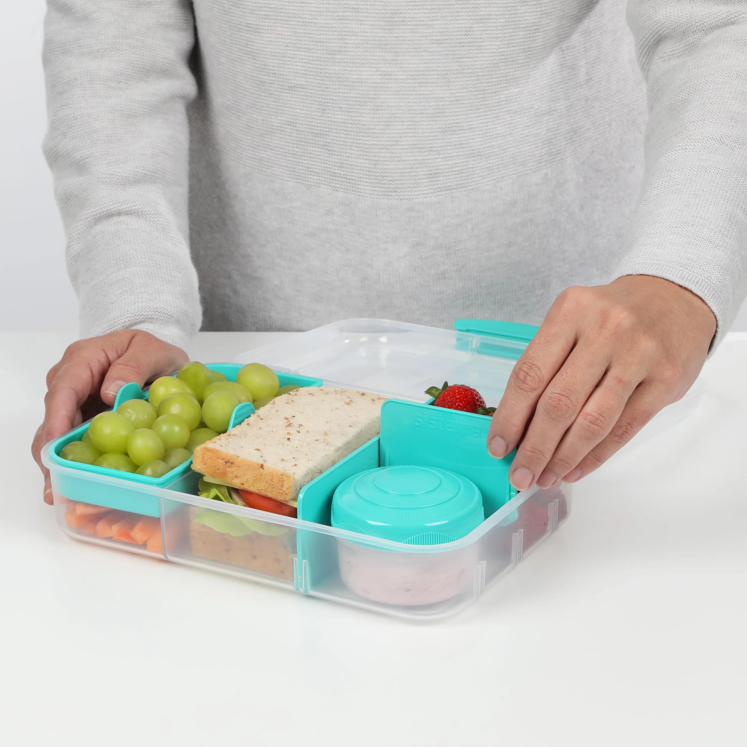 Sistema TO GO Bento Box Create 1,48 l szkolne pudełko na lunch z przegródkami bez BPA miętowe morskie