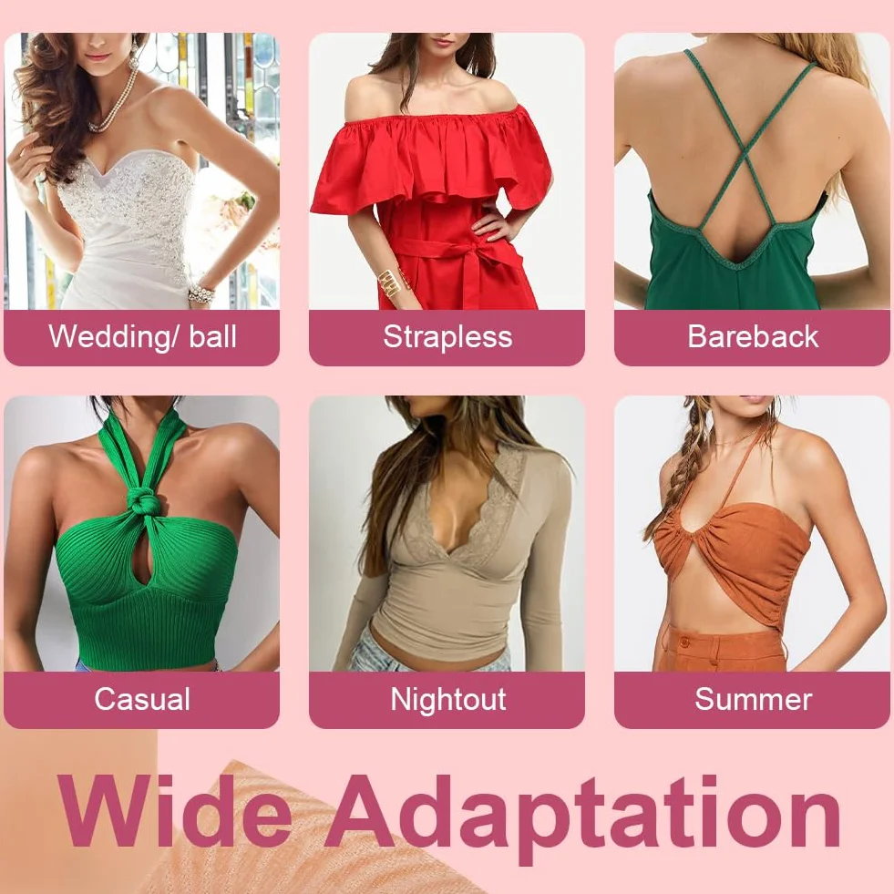 AOOWU Klejony biustonosz push-up bez ramiączek, niewidoczny biustonosz bez ramiączek, samoprzylepny biustonosz push-up, duży mały biustonosz typu boob tape breast boob, biustonosz bez ramiączek, modny