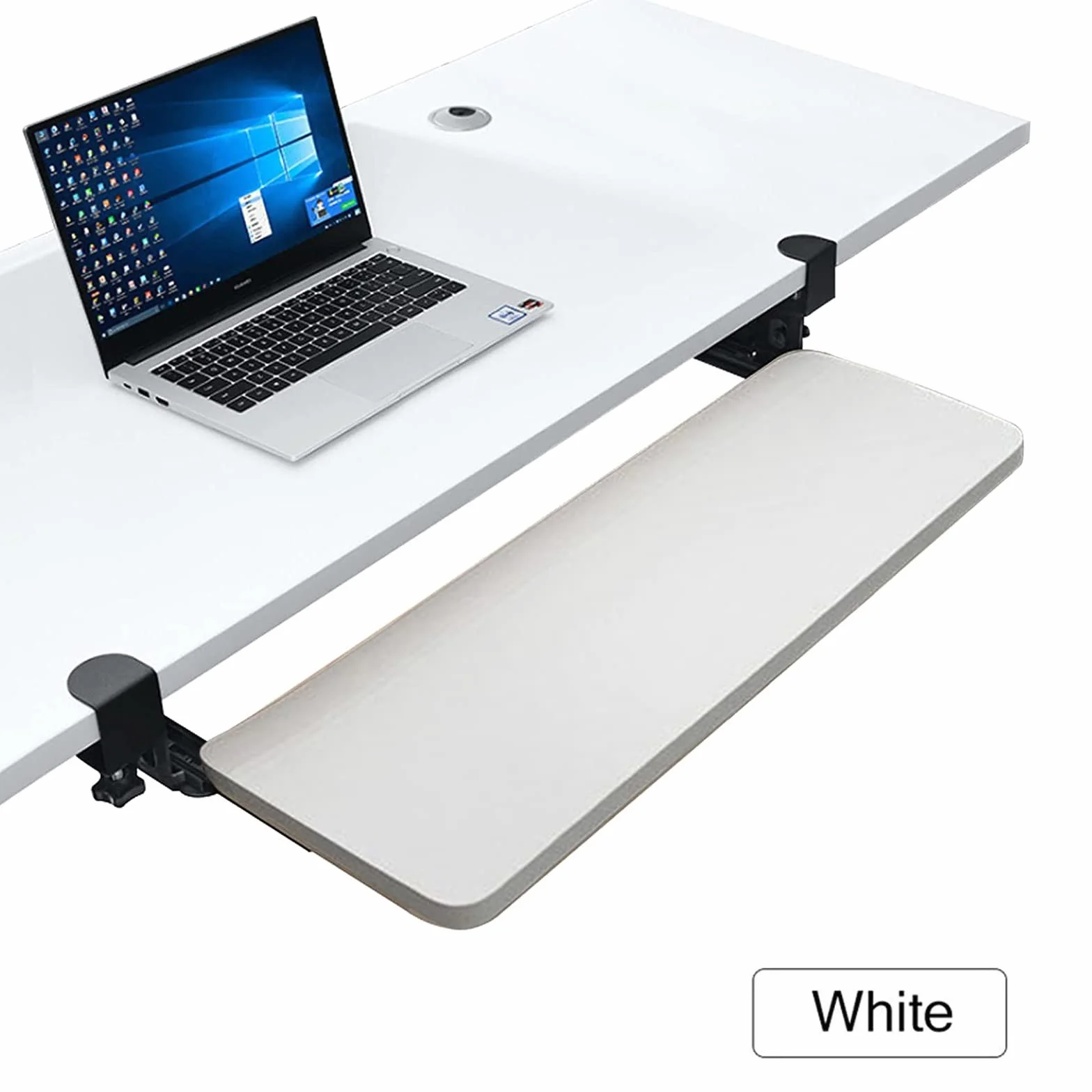 Bardzo szeroka półka na klawiaturę 520/650/750x250 mm — wysuwana platforma pod klawiaturę pod biurkiem, pasuje do pełnowymiarowej klawiatury i myszy, ergonomiczne przedłużenie biurka Wsporni