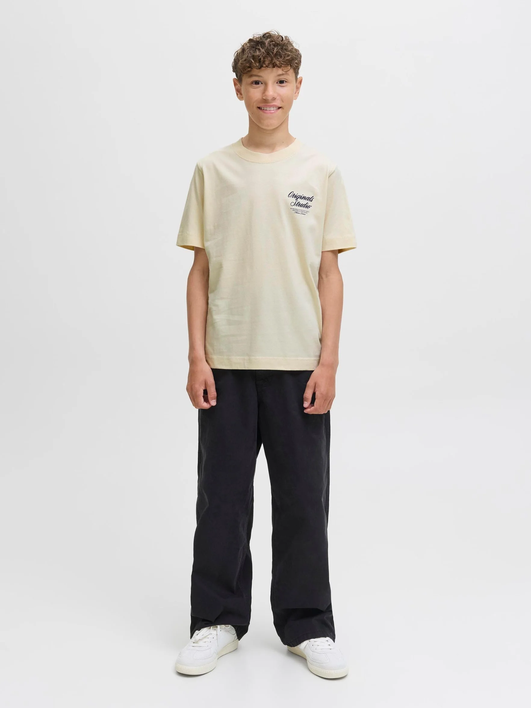 JACK & JONES Junior Jornorrebro Typo Tee Ss Crew Neck Sn Jnr, Antique White, 152