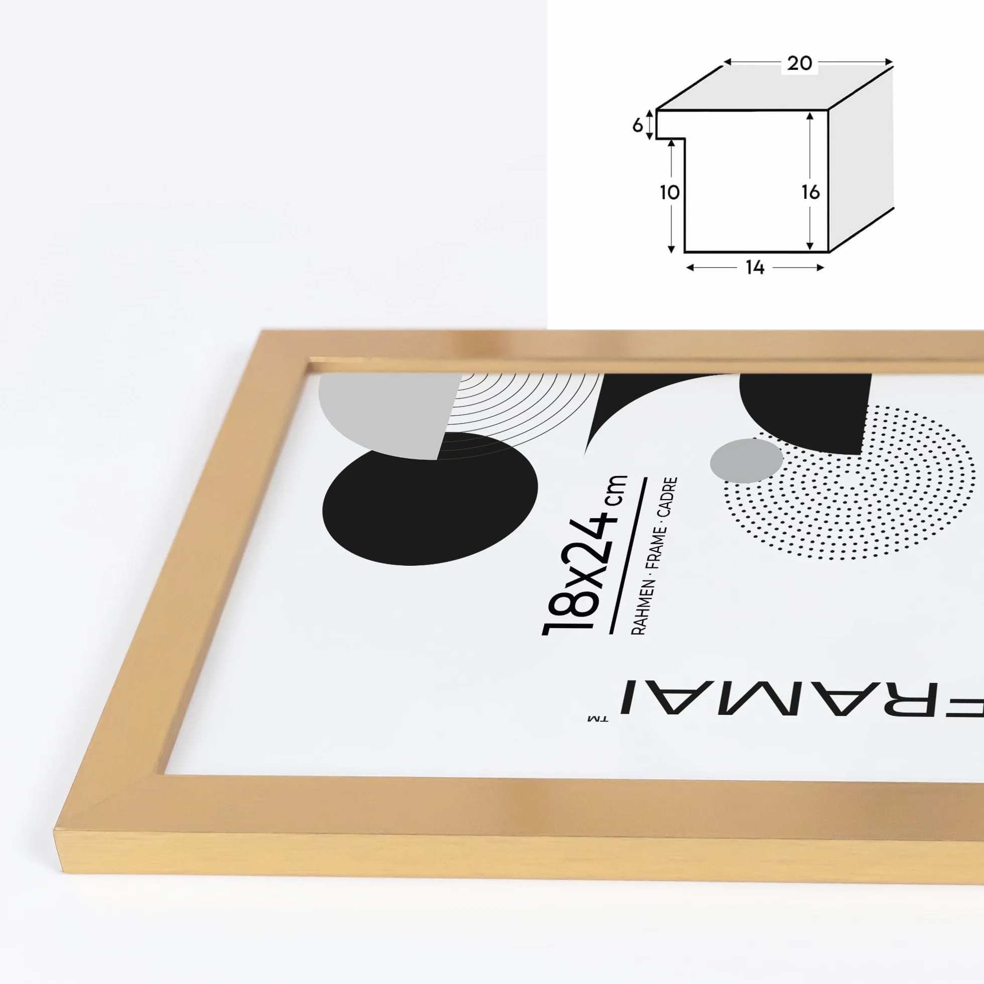 Ramka na zdjęcia 50 x 70 cm złota MDF z pleksiglasem