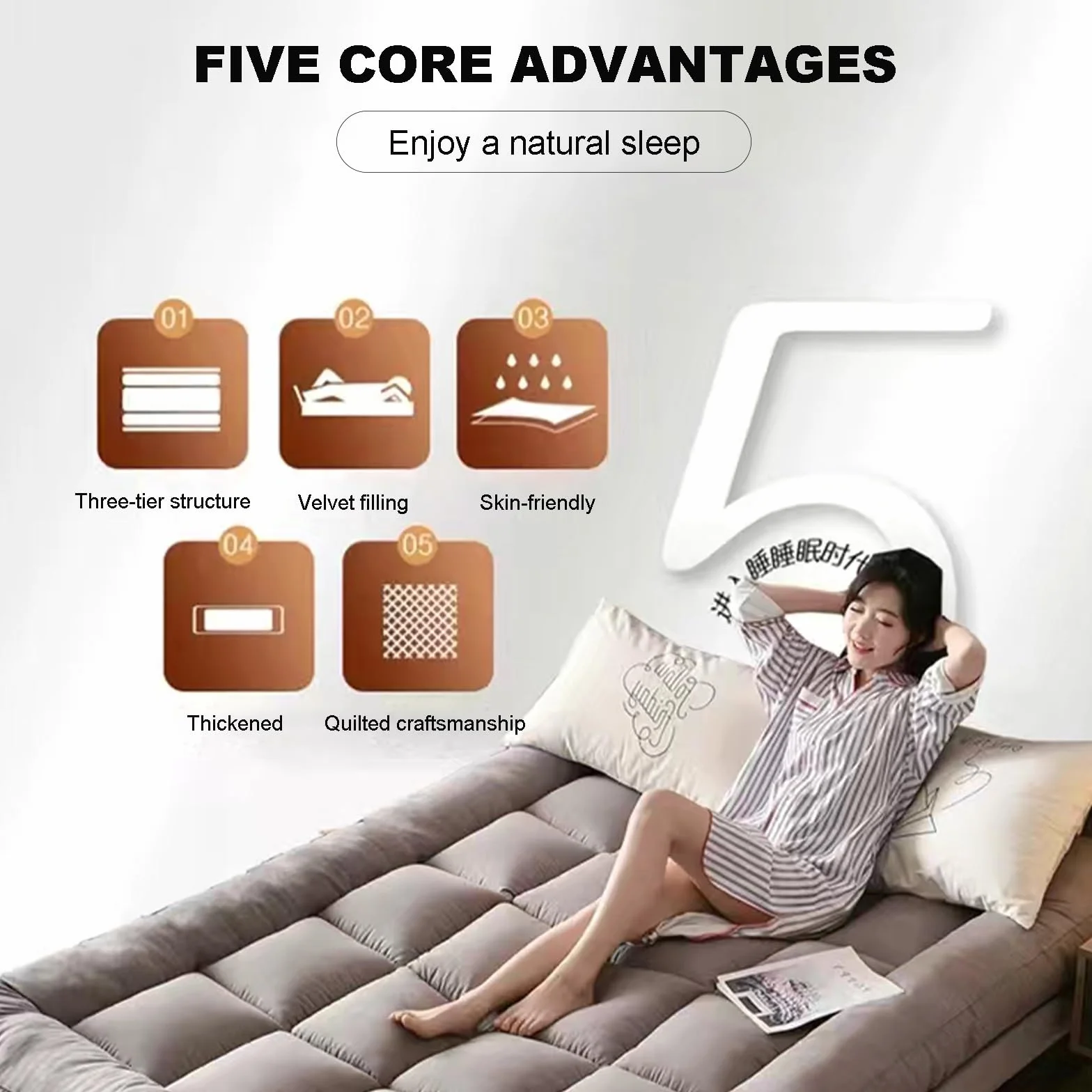 Materac podłogowy składany japoński futon tatami 10 cm 90x200 cm