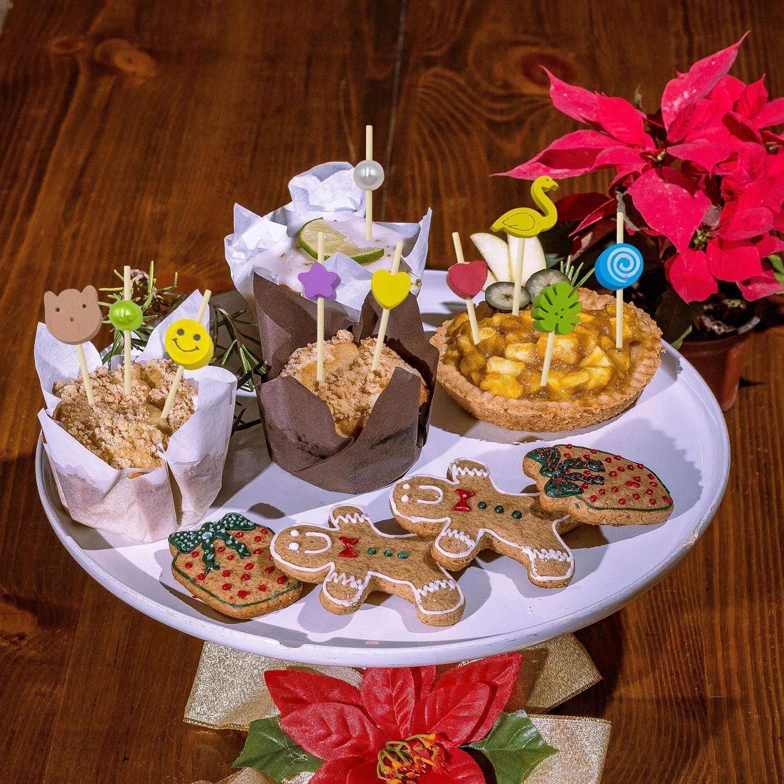 100 sztuk wykałaczek na imprezy, wykałaczki do aperitifu, dekoracje szpikulców koktajlowych, 12 cm długie drewniane wykałaczki do koktajli, owoców, przekąsek na przekąski, napoje, ciasta