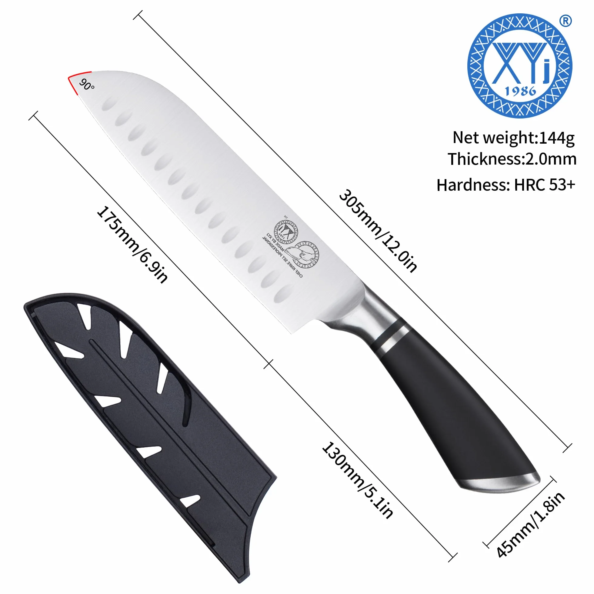 Japanese Santoku Knife 7 Inch Stainless Steel Cleaver Vegetable Meat Cutting Kitchen Knife