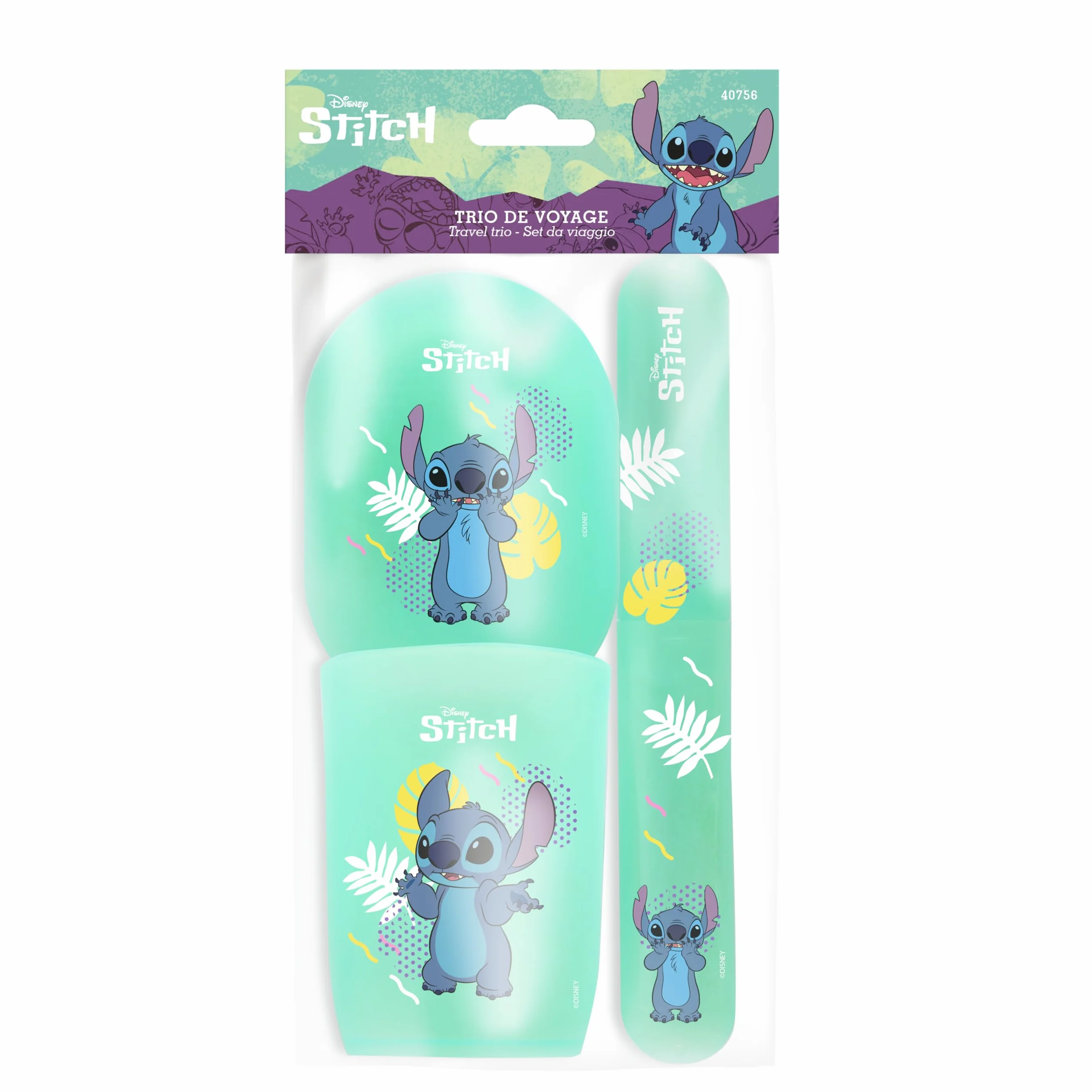 Disney Stitch Trio Kubek podróżny Szczoteczka do zębów mydelniczka Akcesoria łazienkowe dla dzieci