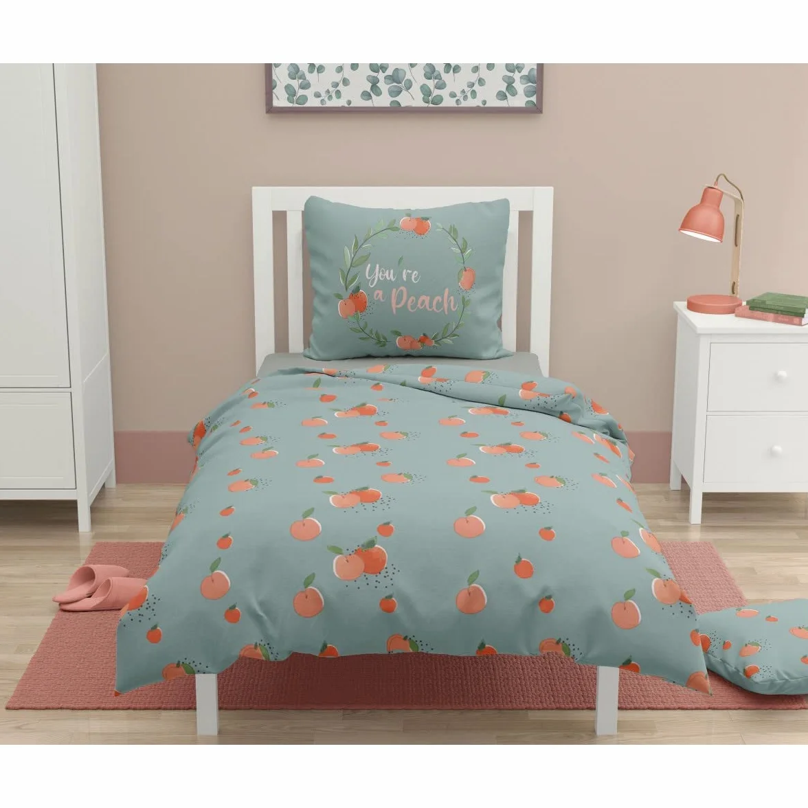 Home Linge Passion Komplet pościeli dziecięcej 100% bawełna 57 nitek 140 x 200 cm Peachy Water Green