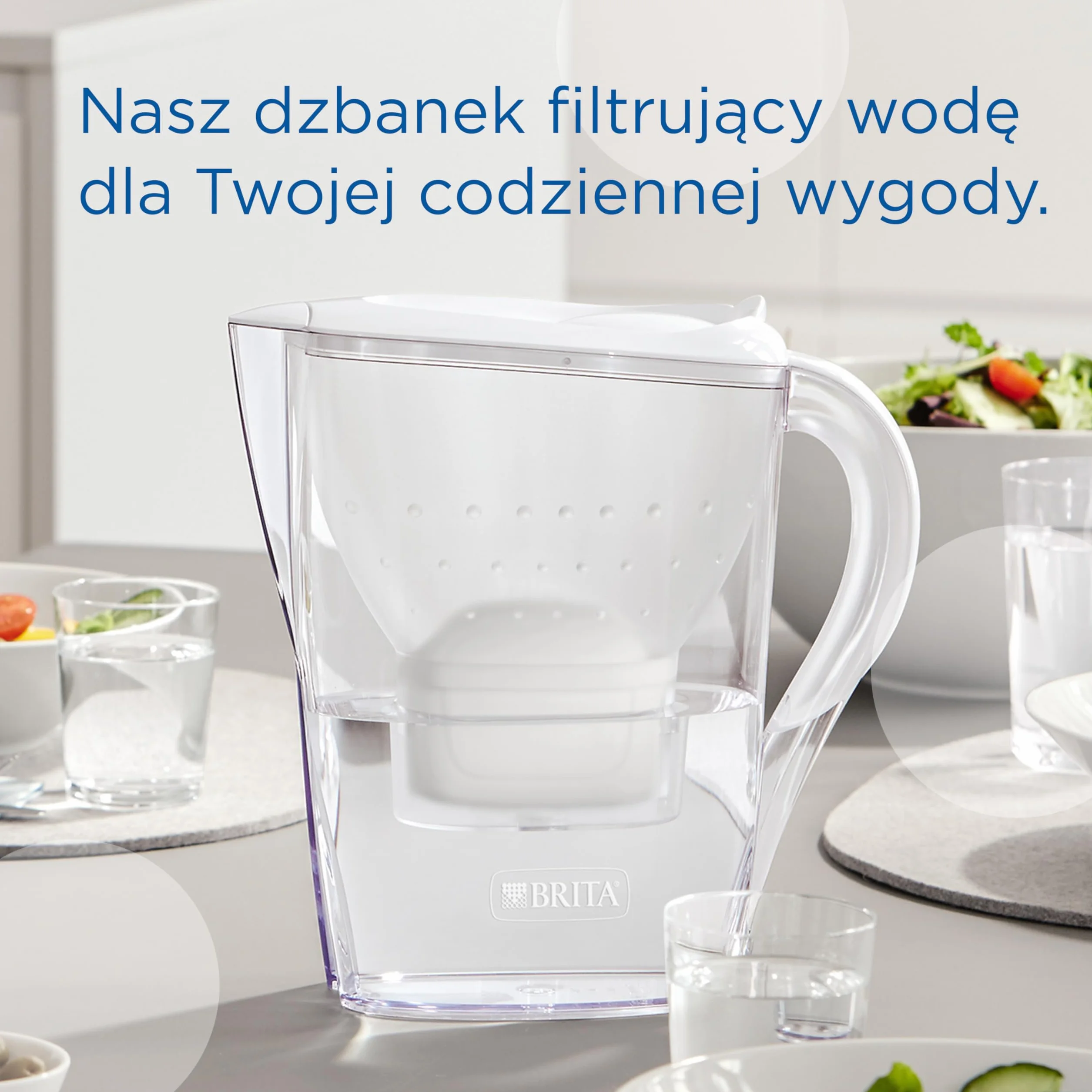 BRITA Dzbanek filtrujący Marella biały (2,4 l) z 3 oryginalnymi filtrami BRITA MAXTRA PRO Pure Performance redukującymi chlor, kamień, PFAS i metale – elegancja i funkcjonalność