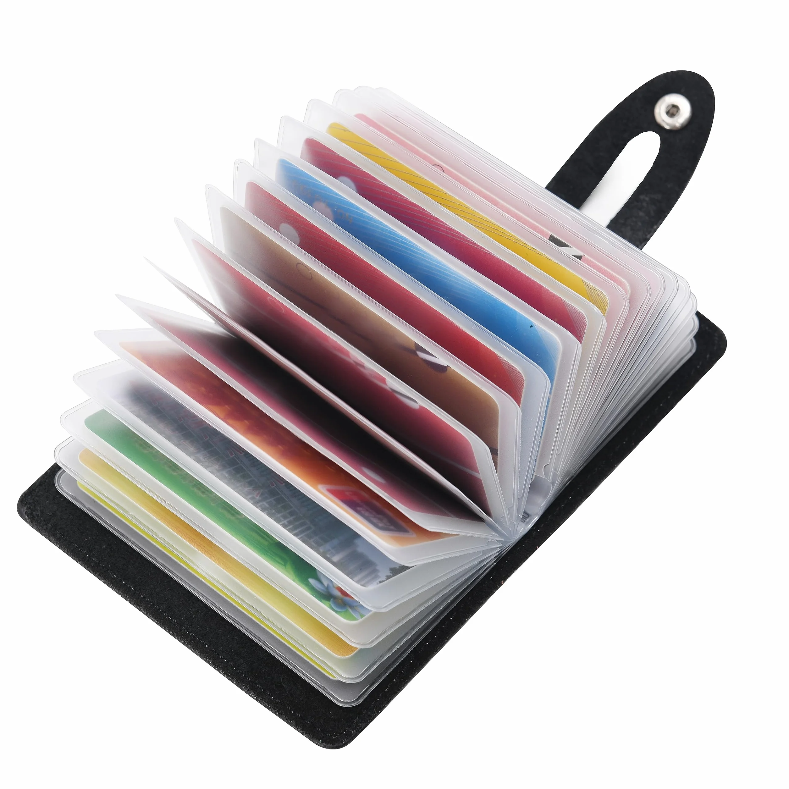 Etui na karty z prawdziwej skóry dla kobiet i mężczyzn, etui na karty kredytowe - 20 kart, czarny, 10.5*7.5*2cm, Nowoczesny