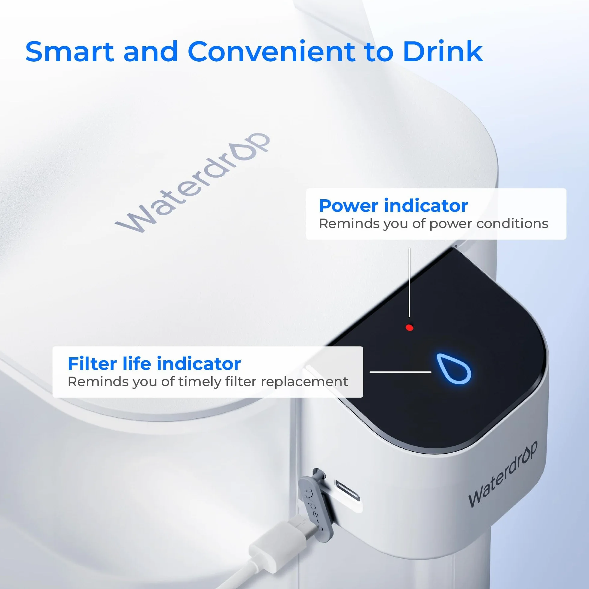 Waterdrop Natychmiastowy elektryczny filtr do wody, 3,5 l, 3 miesiące, filtr do wody, zewnętrzny system wody pitnej