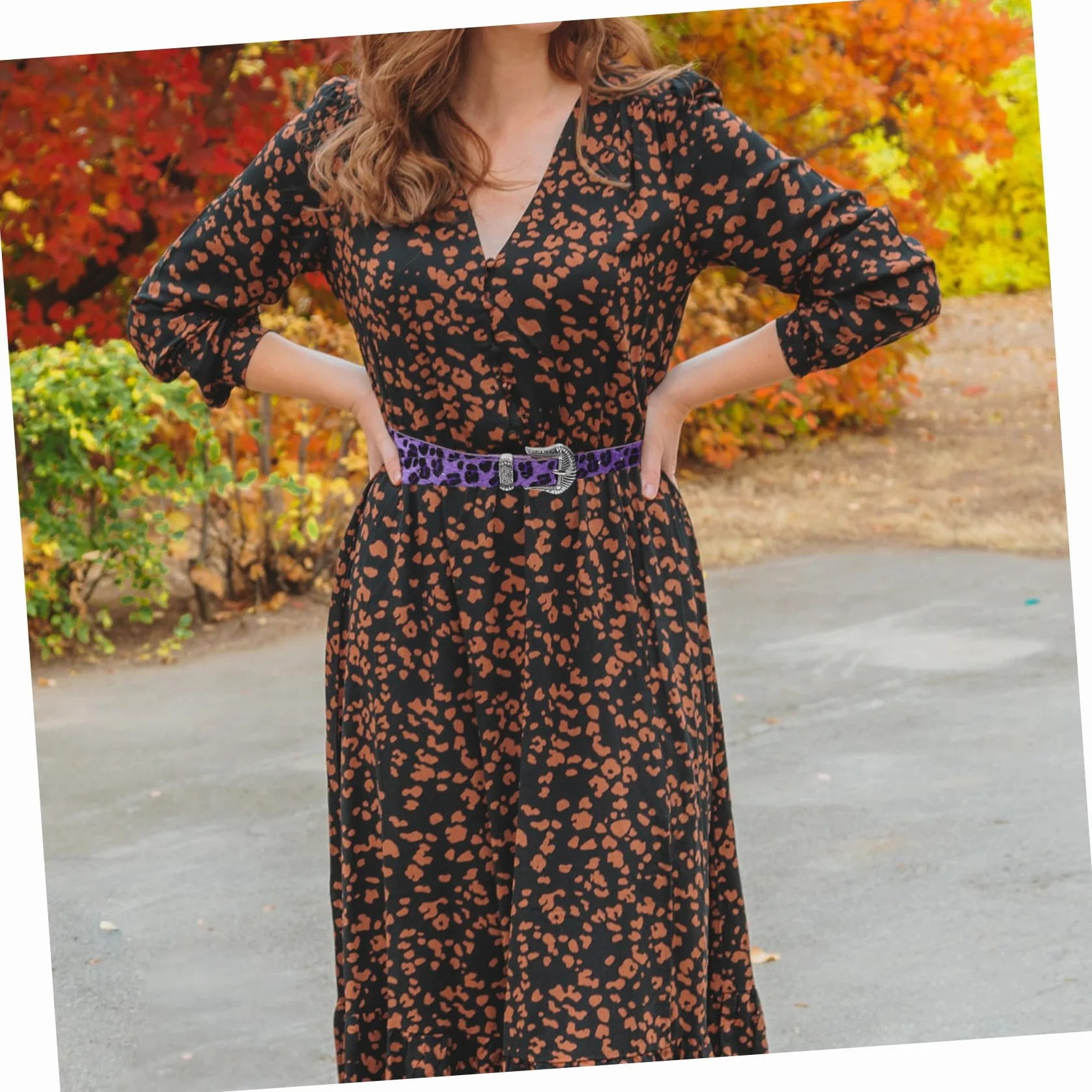 Modny Pasek Z Nadrukiem W Panterkę Dla Kobiet W Stylu Vintage Western Szeroki Pasek Z Klamrą Fioletowy