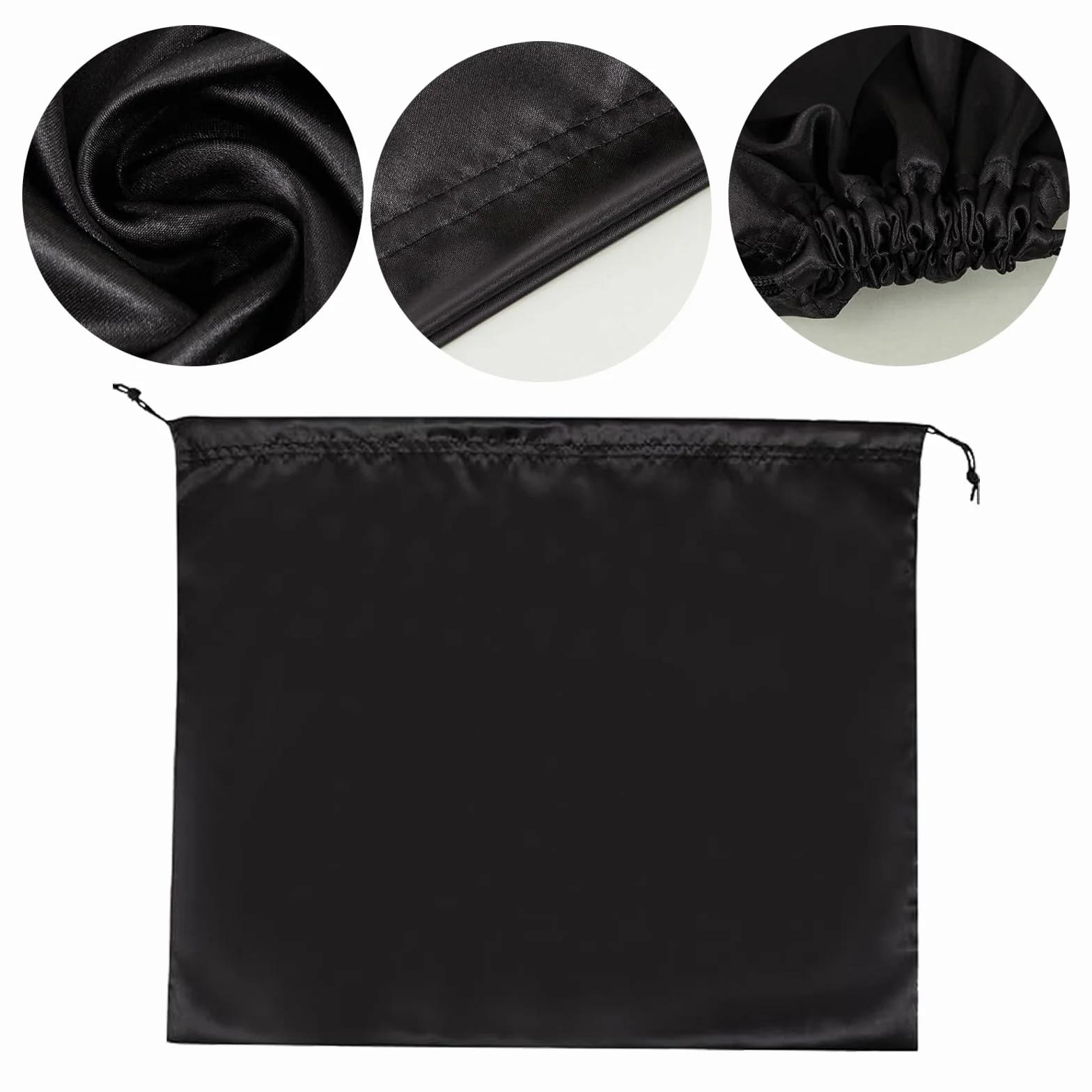 2 sztuki Tote Dust Bag jedwabny pokrowiec chroniący przed kurzem torba do przechowywania 50 × 40 cm ze sznurkiem do przechowywania portmonetek, butów i kozaków (czarny)
