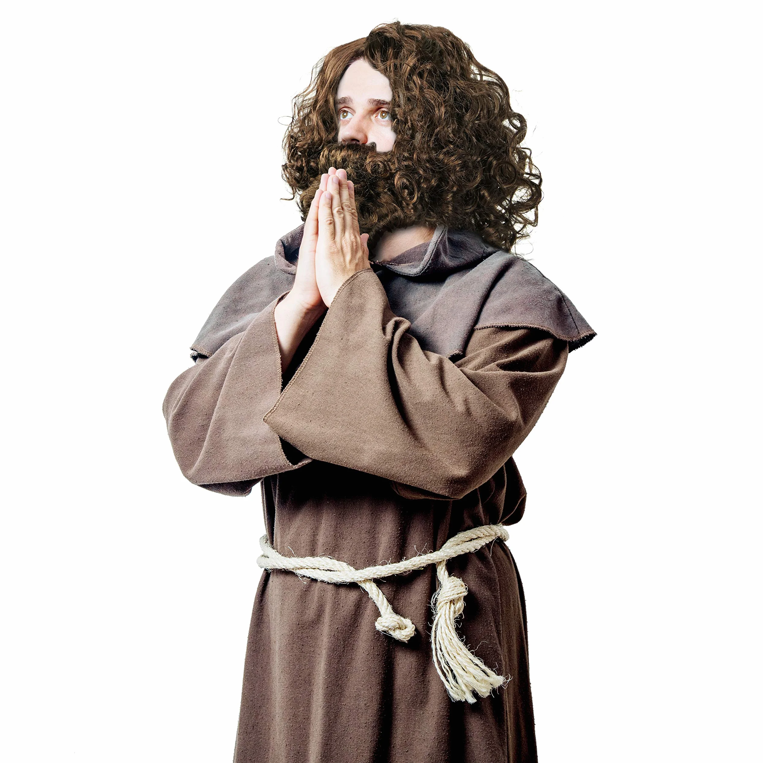 Peruka z brod - Jezus | Prorok | Guru | Hipster | Szczur leny | Czowiek pierwotny w kolorze brzowym na karnawa i imprezy z motywami