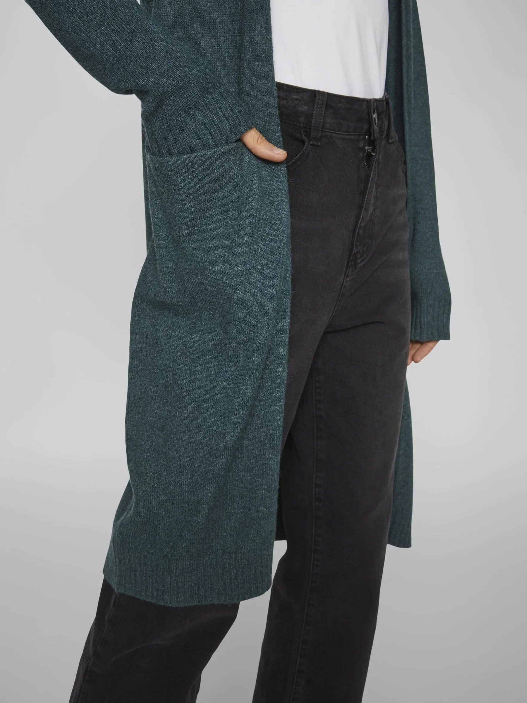 Vila Damen Viril L/S długi dzianinowy kardigan, kurtka strickjacke