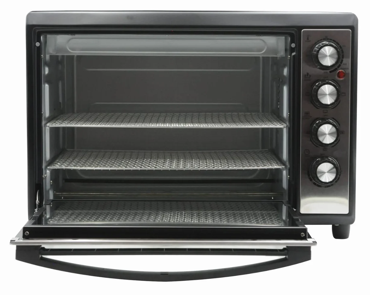 BASS POLSKA Mini piekarnik z rożnem 48L, do 230 ° C, mały piekarnik, piekarnik, piec do pizzy, ruszt - blacha do pieczenia - suszarka do owoców, małe kuchnie
