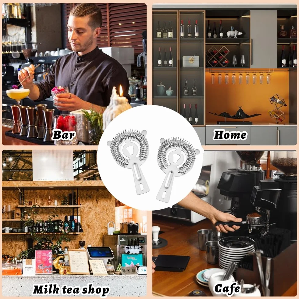 SwirlColor Sitko do koktajli, 2 szt. sitko koktajlowe ze stali nierdzewnej, profesjonalne sitko barowe, narzędzie do filtrowania koktajli, do baru, restauracji, domu, srebrne