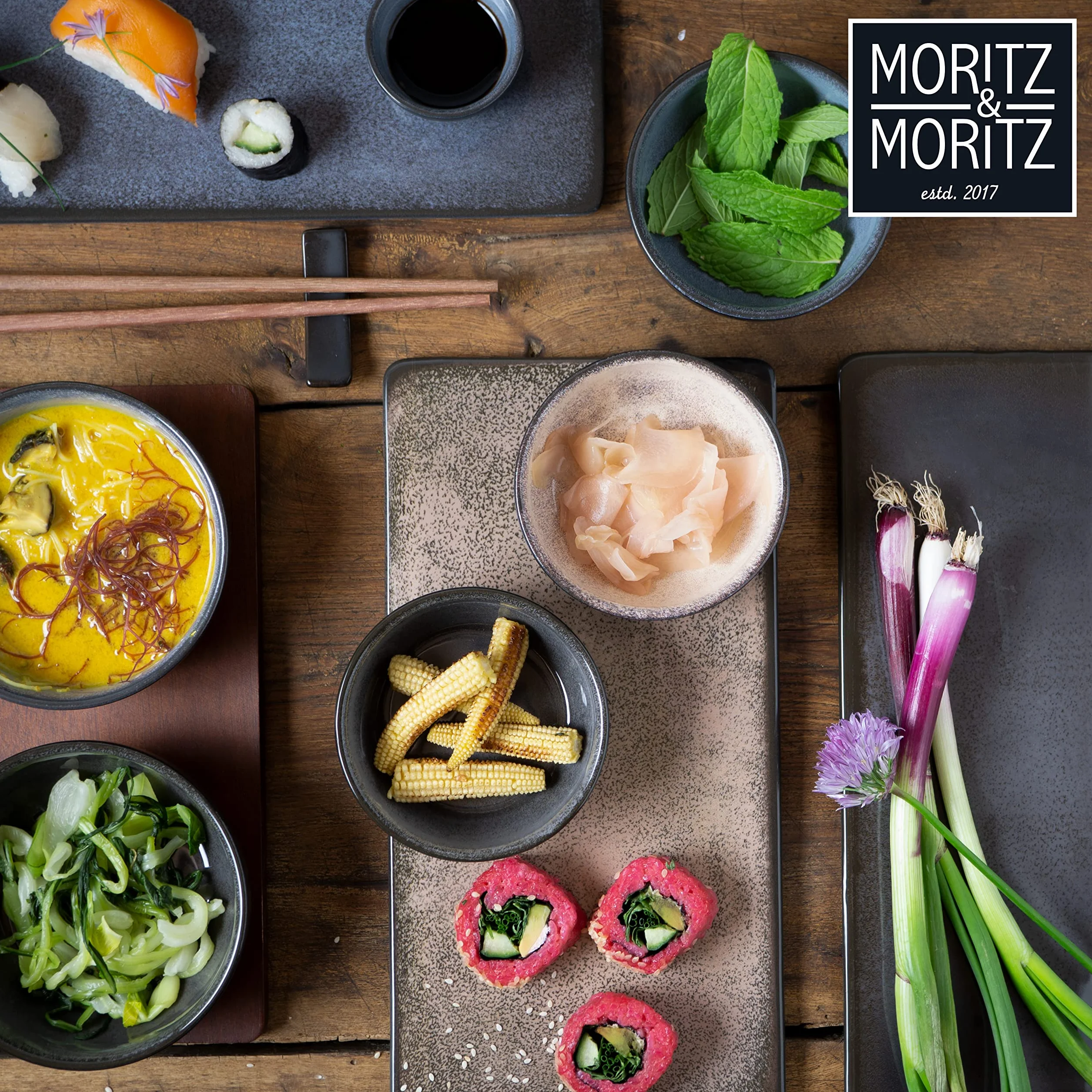 Moritz & Moritz VIDA 4x Miso zestaw misek 12 cm Ø - japoński ceramiczny zestaw naczyń do zupy miso, dipów i przekąsek