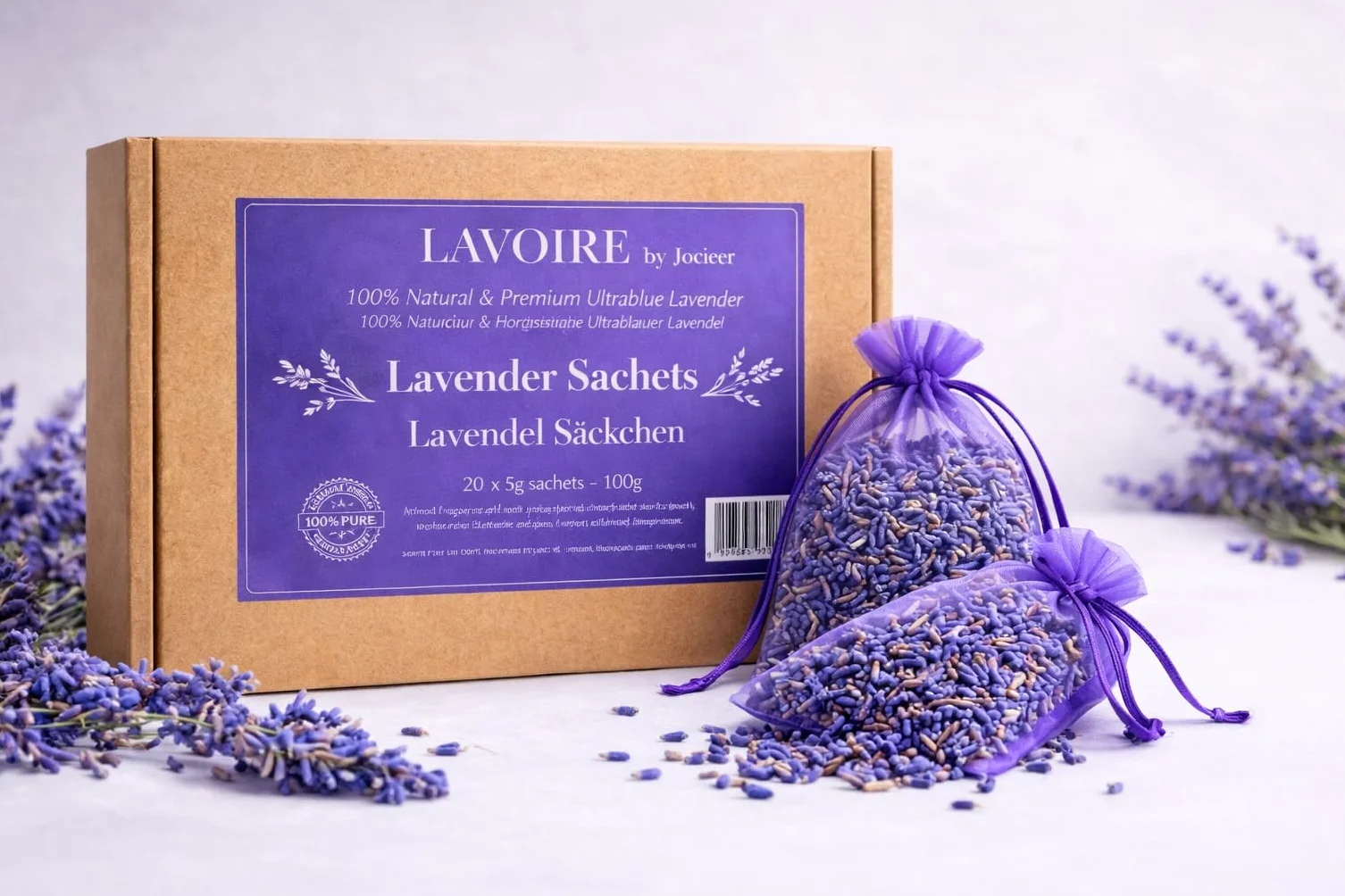 Lavoire 16 x 6 g lawendowe torebki zapachowe – kulki na mole – naturalne zwalczanie moli – ochrona przed molami – pułapka na mole – długotrwały zapach, trwały i uspokajający – 100% suszona lawenda