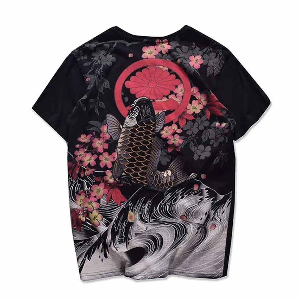 BaronHong Luźny wzór graficzny bawełniany t-shirt męski krótkie rękawy