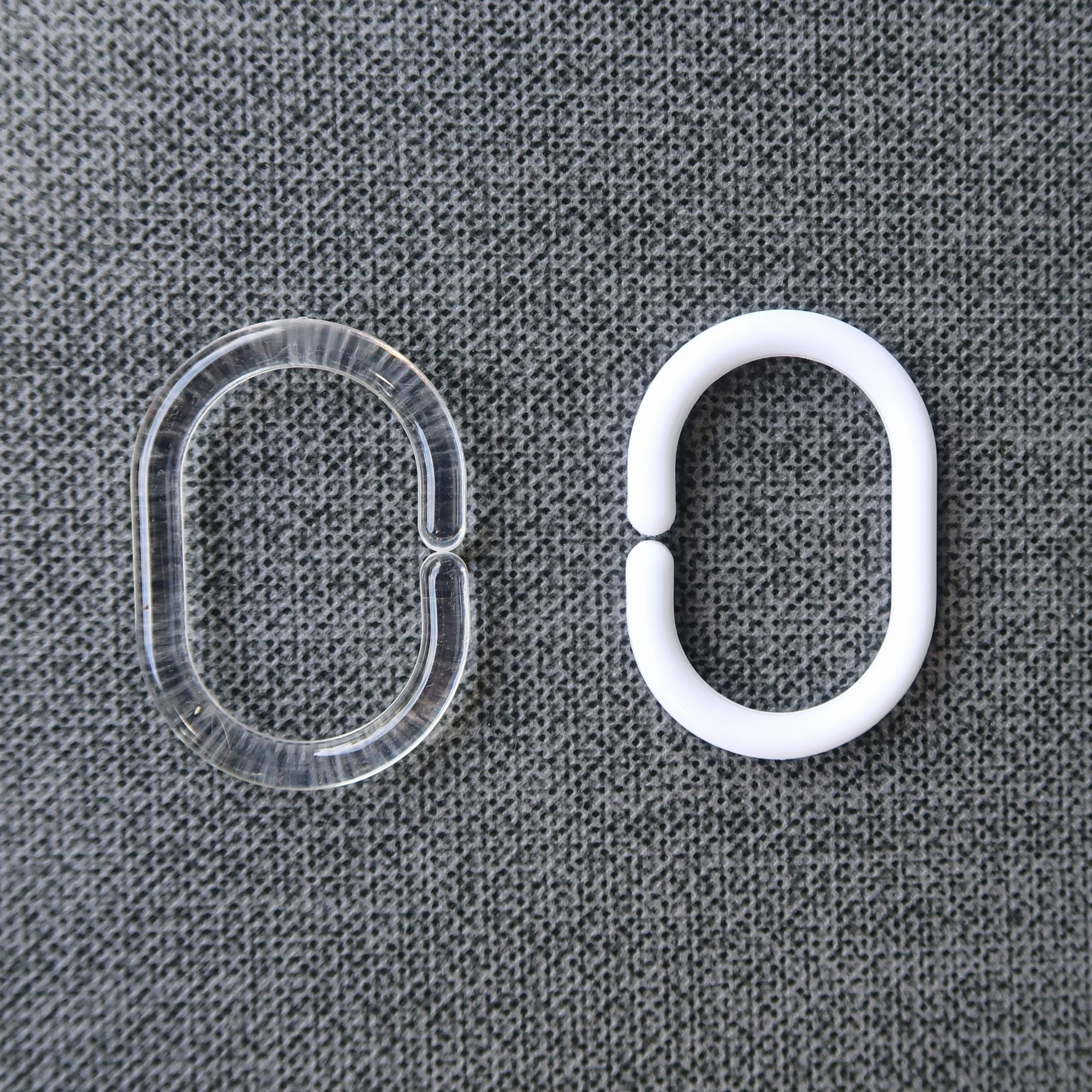 Pierścienie na Zasłonę Prysznicową, 12 sztuk, przezroczyste, Ø 46 x 29 mm wewnątrz, do drążków prysznicowych, przezroczyste pierścienie na zasłonę prysznicową, haczyk prysznicowy C-ring łazienka