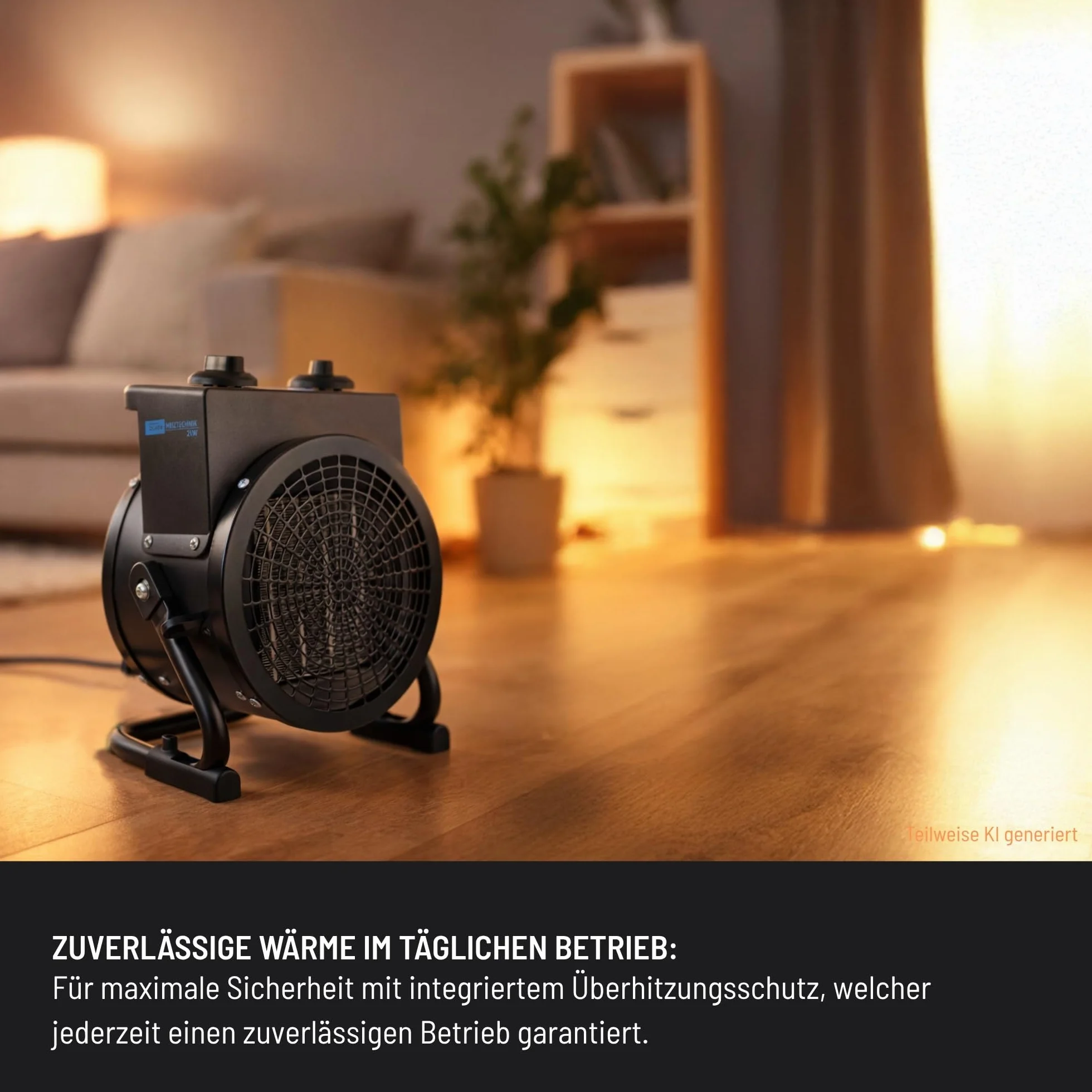 Güde 85178 ceramiczny termowentylator GH 2000 K (2000 W, 2 stopnie grzania 1000/2000 W, 45 m³ maks. zdolność grzewcza pomieszczeń, ceramiczny element grzejny PTC, termostat bezstopniowy, ochrona przed