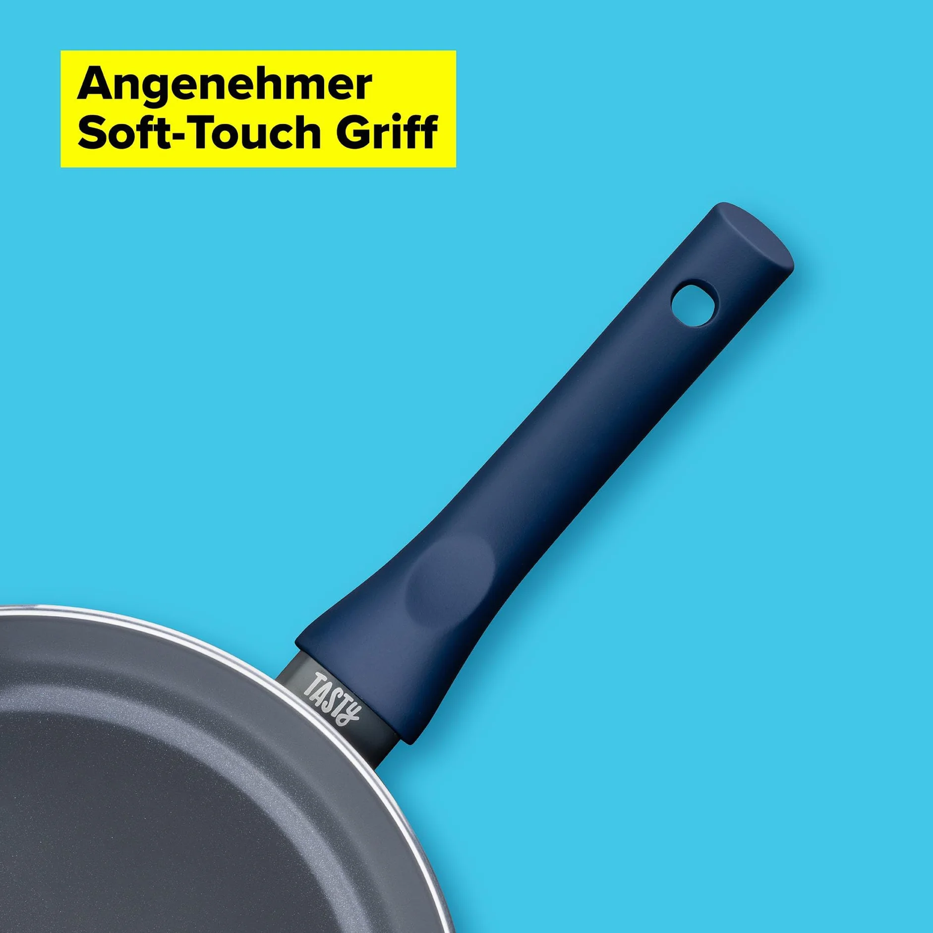 Tasty Patelnia nieprzywierająca Ocean Blue 24 cm – Optymalnej jakości patelnia z aluminium pochodzącego z recyklingu z ceramiczną powłoką zapobiegającą przywieraniu, nadaje się również do kuchenek
