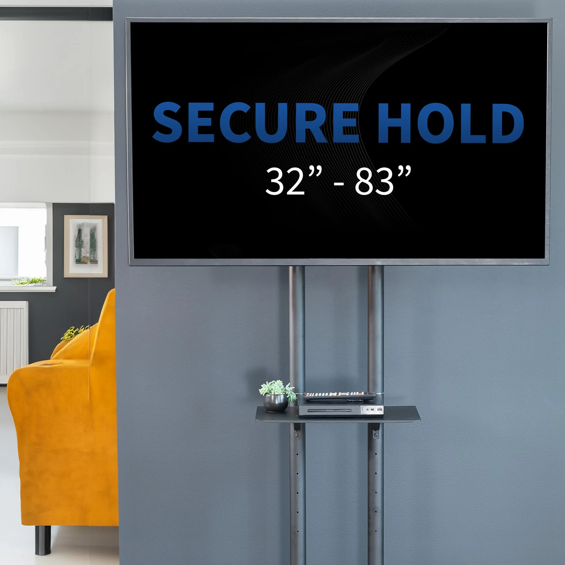 VIVO STAND-TV03E mobilny wózek na telewizor o przekątnej od 32 do 210.8 cm do 50 kg, LCD LED OLED 4K Smart Flat i zakrzywione panele, stojak na kółkach z półką na laptopa DVD, kółka blokujące, Max