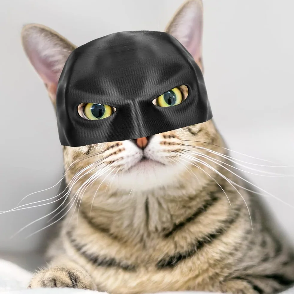 Aomig Maska kociego nietoperza, czapka cosplay, kot Batman, maska nietoperza kota na Halloween, Halloween, czarna maska dla kotów, uroczy kot, akcesoria do przebrania dla kota, kociąt