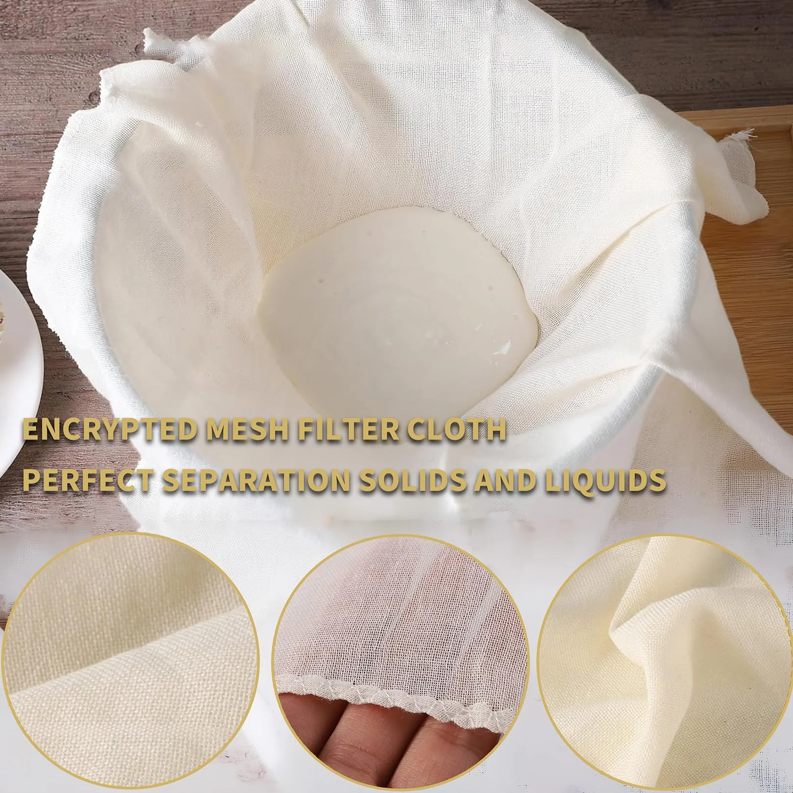 5 sztuk ściereczek do przecedzania, 50 x 50 cm ściereczka do sera wielokrotnego użytku z gazy, nadająca się do prania, bawełniana ściereczka do przecedzania, filtrująca do przesiewania soku